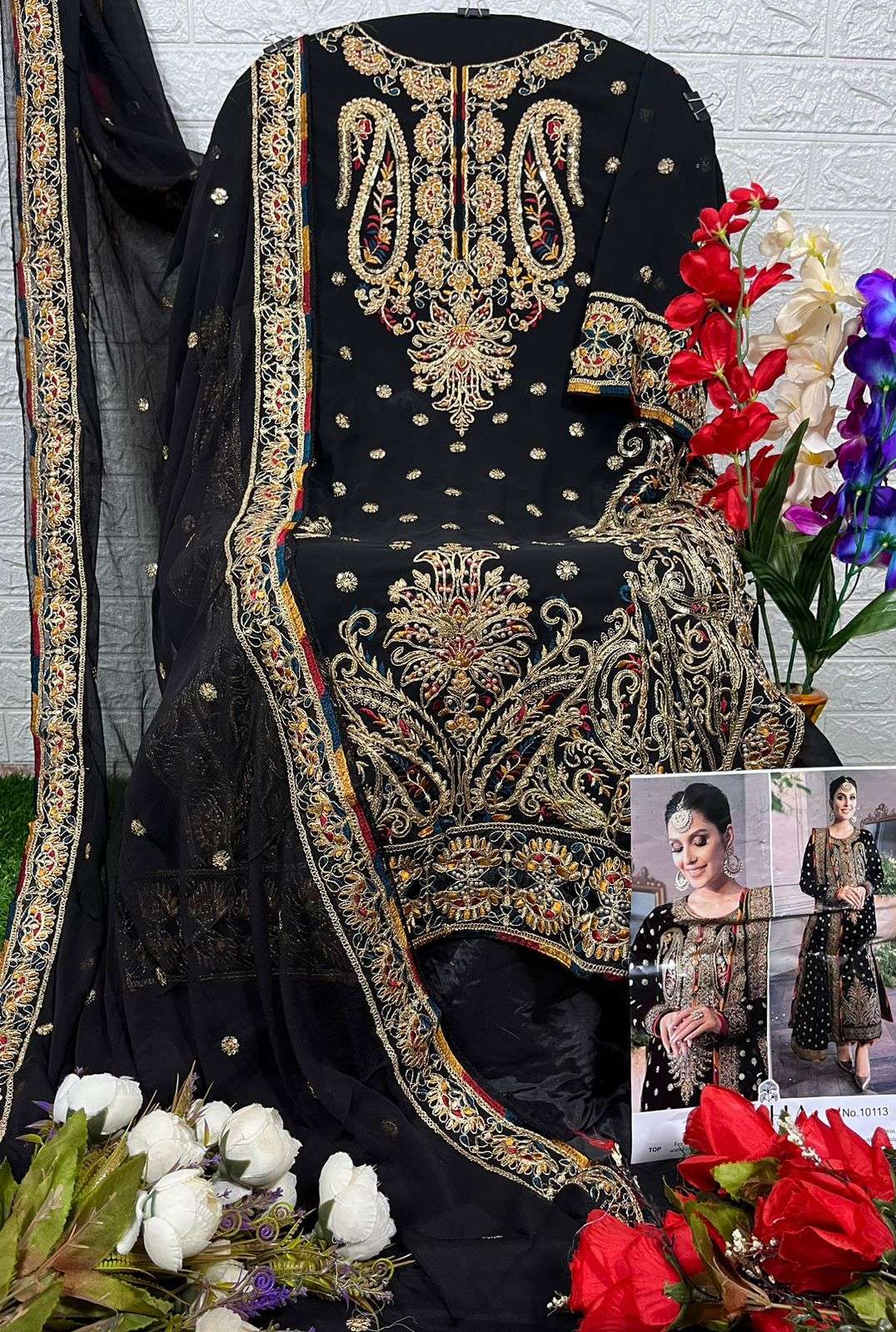 Zaha-10113 By Zaha Designer Pakistani Suits Beautiful Stylish Fancy Colorful Party Wear & Occasional Wear Faux Georgette Embroidered Dresses At Wholesale Price