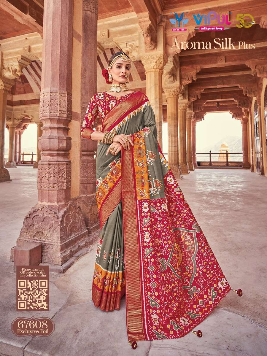 Aroma Silk Plus By Vipul Fashion 67608 To 67625 Series Indian Traditional Wear Collection Beautiful Stylish Fancy Colorful Party Wear & Occasional Wear Soft Silk Sarees At Wholesale Price