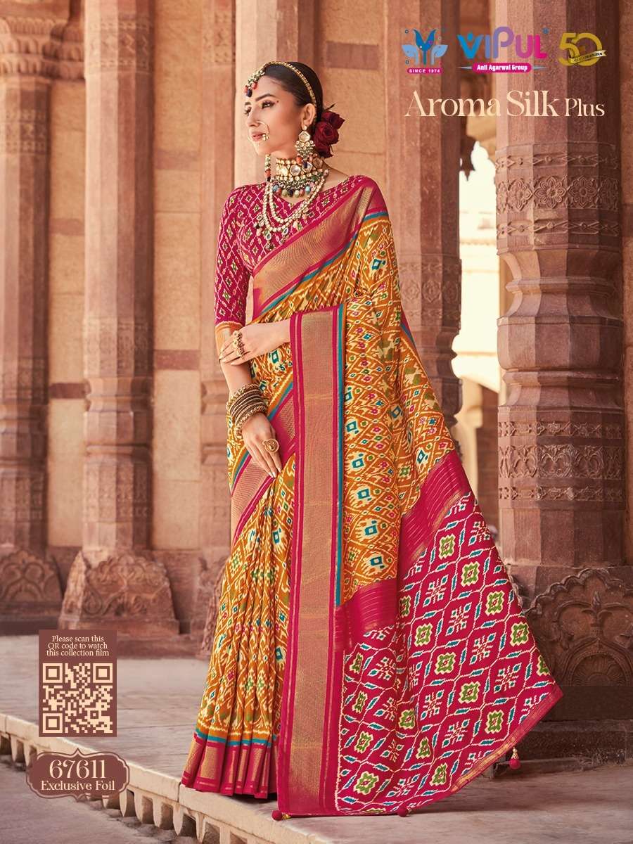 Aroma Silk Plus By Vipul Fashion 67608 To 67625 Series Indian Traditional Wear Collection Beautiful Stylish Fancy Colorful Party Wear & Occasional Wear Soft Silk Sarees At Wholesale Price