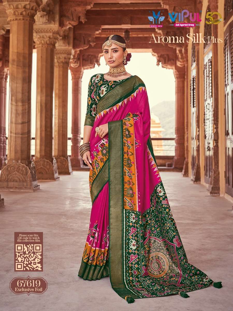 Aroma Silk Plus By Vipul Fashion 67608 To 67625 Series Indian Traditional Wear Collection Beautiful Stylish Fancy Colorful Party Wear & Occasional Wear Soft Silk Sarees At Wholesale Price