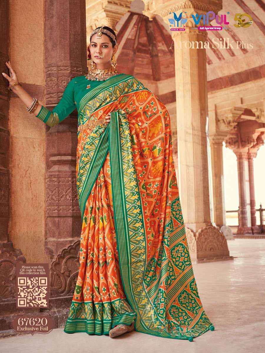 Aroma Silk Plus By Vipul Fashion 67608 To 67625 Series Indian Traditional Wear Collection Beautiful Stylish Fancy Colorful Party Wear & Occasional Wear Soft Silk Sarees At Wholesale Price