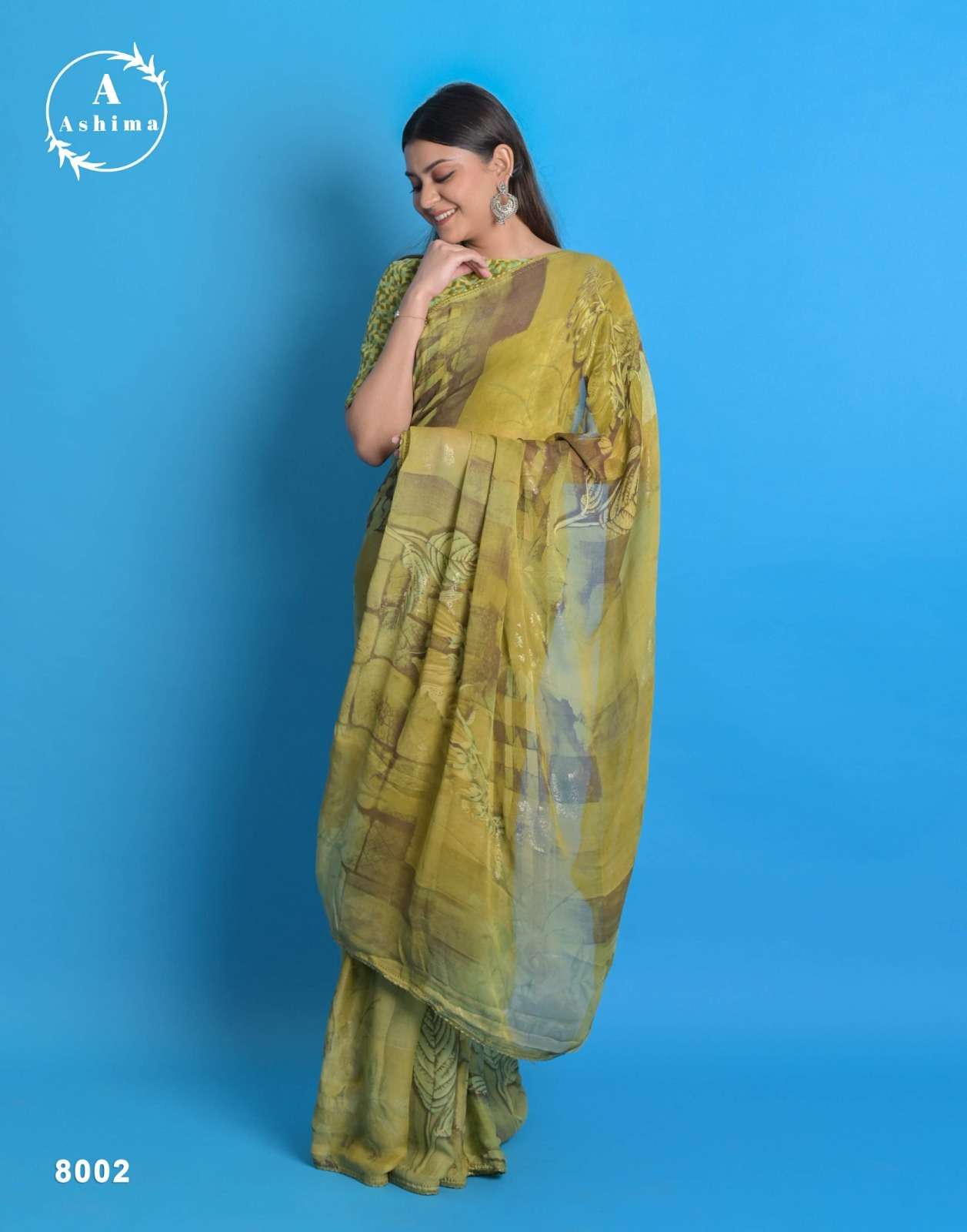 Merce Digital By Ashima 8001 To 8008 Series Indian Traditional Wear Collection Beautiful Stylish Fancy Colorful Party Wear & Occasional Wear Dull Moss Sarees At Wholesale Price