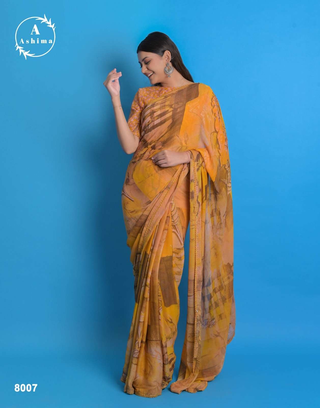Merce Digital By Ashima 8001 To 8008 Series Indian Traditional Wear Collection Beautiful Stylish Fancy Colorful Party Wear & Occasional Wear Dull Moss Sarees At Wholesale Price