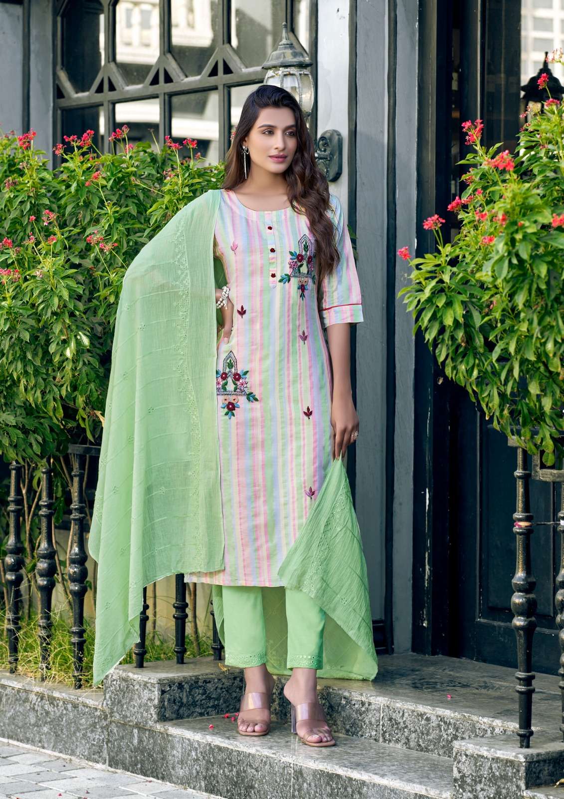 Chandni By Parra Studio 1001 To 1008 Series Beautiful Stylish Festive Suits Fancy Colorful Casual Wear & Ethnic Wear & Ready To Wear Pure Cotton With Work Dresses At Wholesale Price