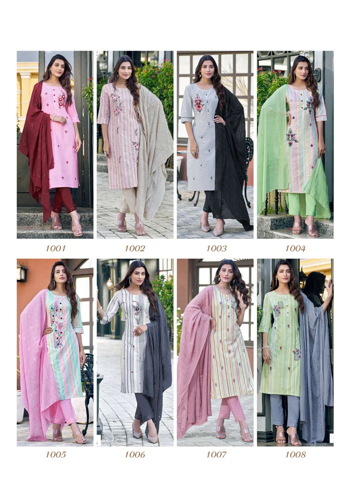 Chandni By Parra Studio 1001 To 1008 Series Beautiful Stylish Festive Suits Fancy Colorful Casual Wear & Ethnic Wear & Ready To Wear Pure Cotton With Work Dresses At Wholesale Price