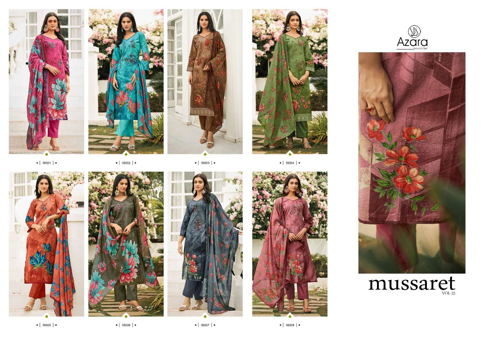 Mussaret Vol-22 By Radhika Fashion 56001 To 56008 Series Beautiful Stylish Festive Suits Fancy Colorful Casual Wear & Ethnic Wear & Ready To Wear Pure Cambric Cotton Print Dresses At Wholesale Price