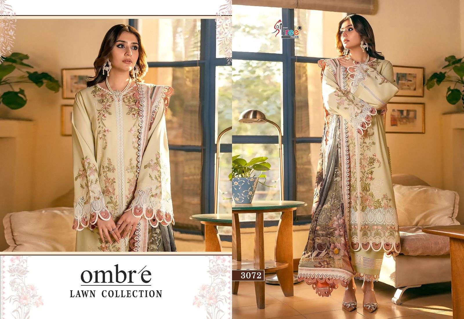 Ombre Lawn Collection By Shree Fabs 3069 To 3076 Series Pakistani Suits Beautiful Fancy Colorful Stylish Party Wear & Occasional Wear Pure Lawn Cotton With Embroidery Dresses At Wholesale Price