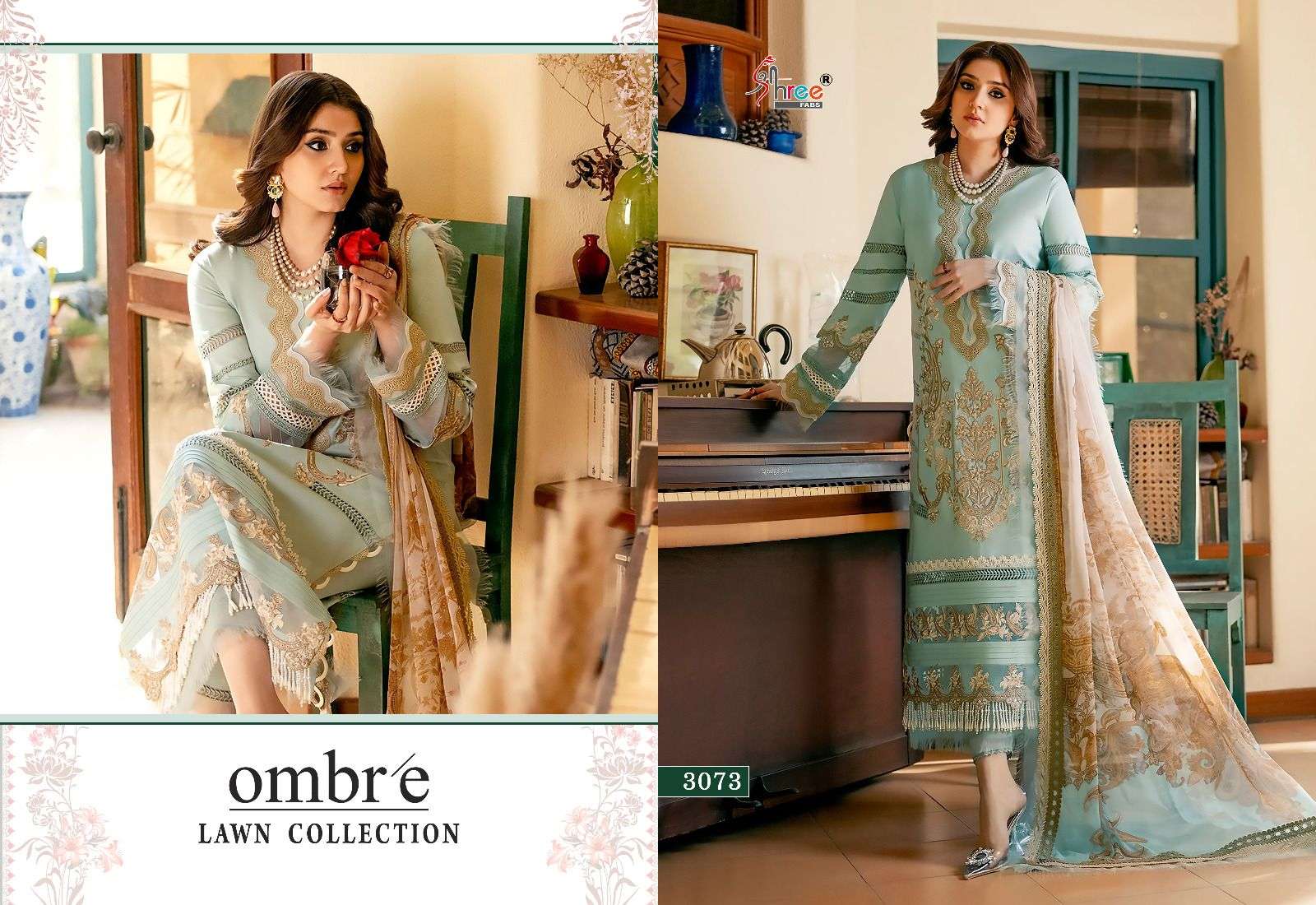 Ombre Lawn Collection By Shree Fabs 3069 To 3076 Series Pakistani Suits Beautiful Fancy Colorful Stylish Party Wear & Occasional Wear Pure Lawn Cotton With Embroidery Dresses At Wholesale Price