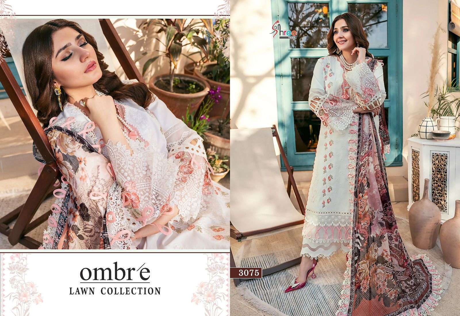 Ombre Lawn Collection By Shree Fabs 3069 To 3076 Series Pakistani Suits Beautiful Fancy Colorful Stylish Party Wear & Occasional Wear Pure Lawn Cotton With Embroidery Dresses At Wholesale Price