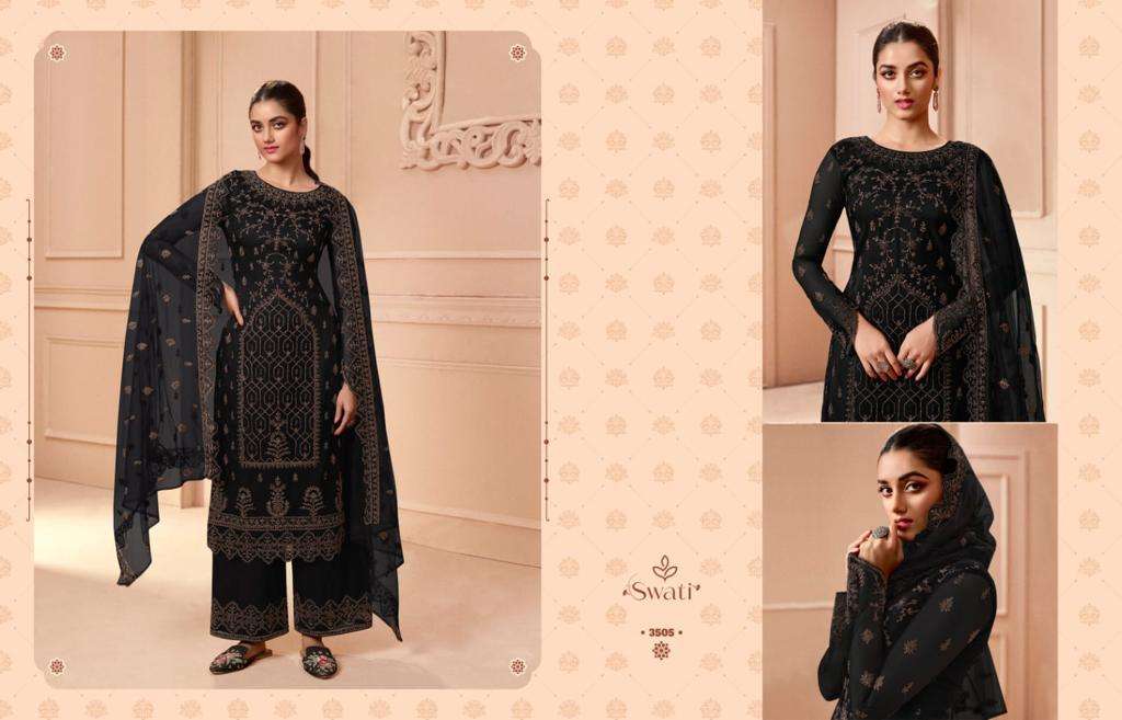 Swati Hit Design 3505 By Swagat Beautiful Stylish Suits Fancy Colorful Casual Wear & Ethnic Wear & Ready To Wear Net Dresses At Wholesale Price