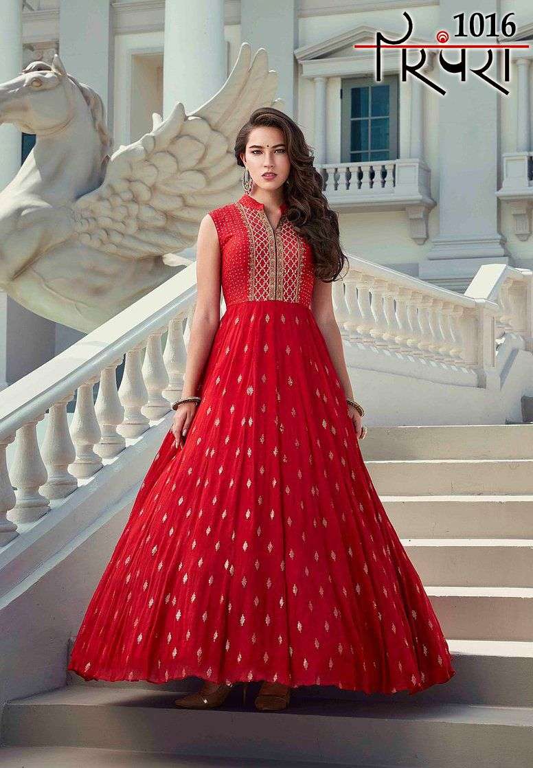 Parampra Hit Design 1016 By Parampra Designer Beautiful Stylish Fancy Colorful Party Wear & Occasional Wear Faux Georgette Gowns At Wholesale Price