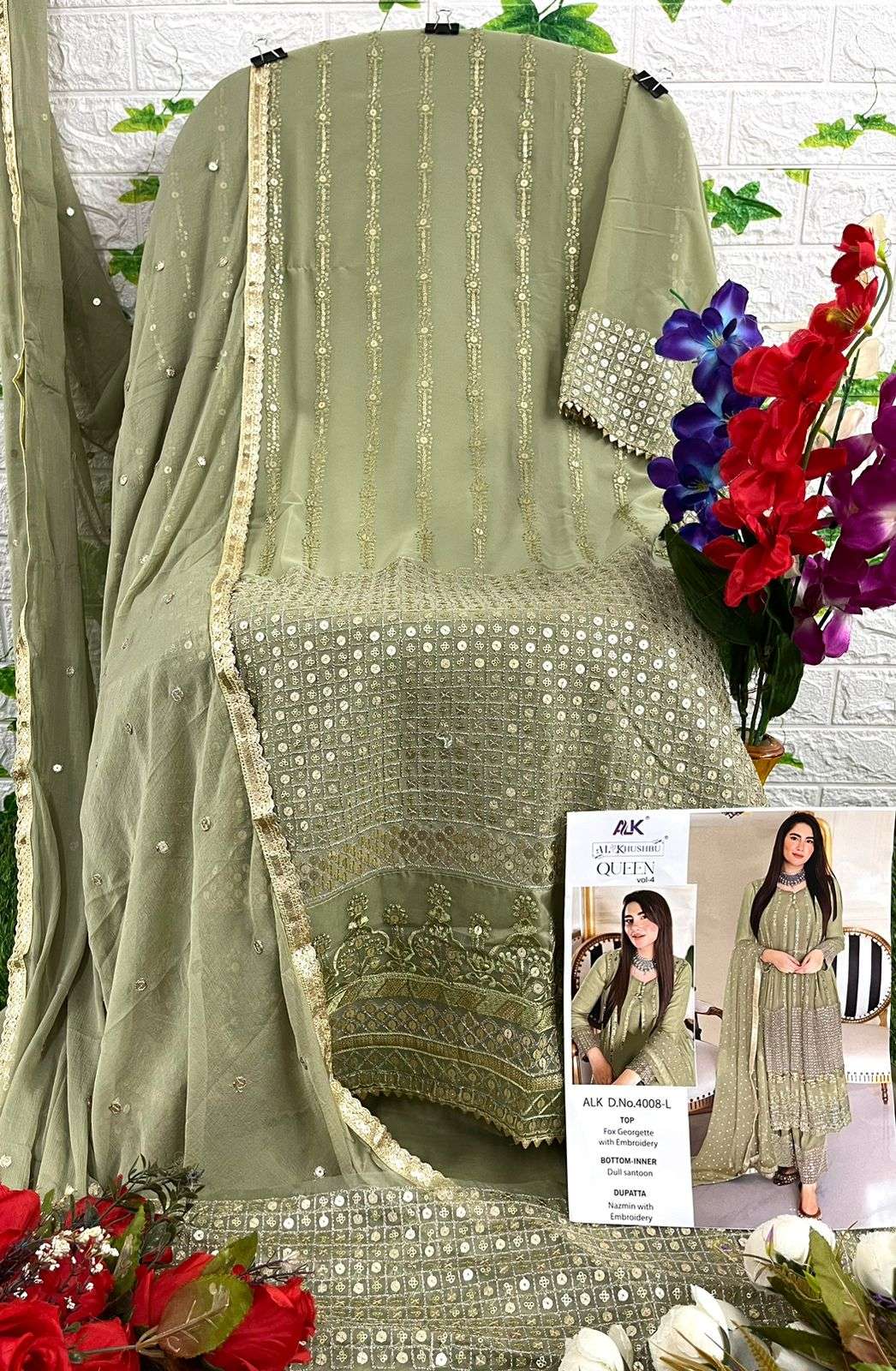 Queen Vol-4 By Al Khushbu 4008-L To 4008-O Series Beautiful Pakistani Suits Colorful Stylish Fancy Casual Wear & Ethnic Wear Faux Georgette Dresses At Wholesale Price