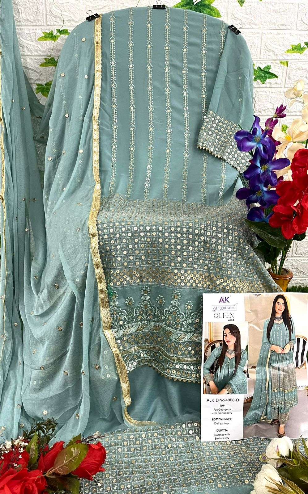 Queen Vol-4 By Al Khushbu 4008-L To 4008-O Series Beautiful Pakistani Suits Colorful Stylish Fancy Casual Wear & Ethnic Wear Faux Georgette Dresses At Wholesale Price