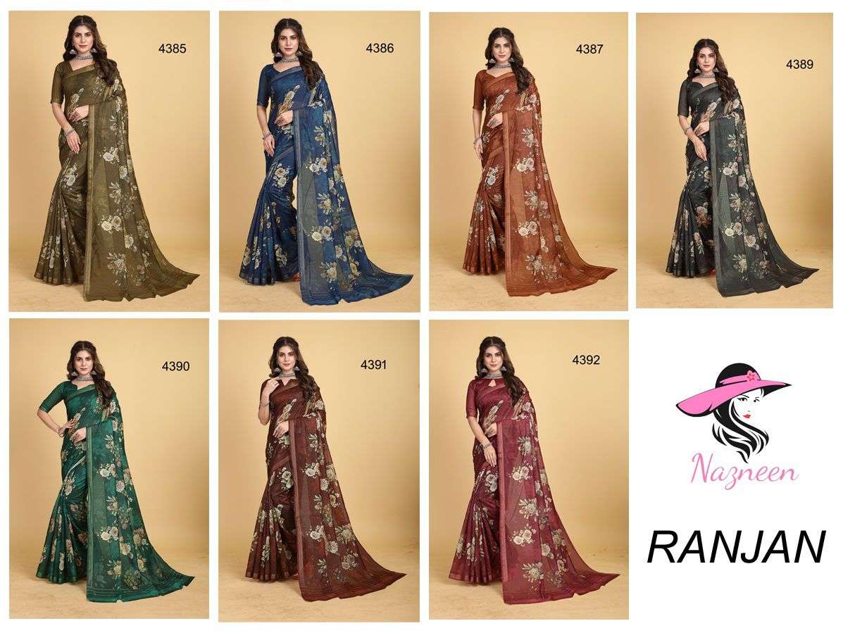 Ranjan By Nazneen Indian Traditional Wear Collection Beautiful Stylish Fancy Colorful Party Wear & Occasional Wear Chanderi Cotton Sarees At Wholesale Price