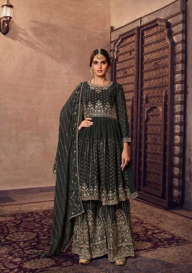 Shamaa By Glossy 449 To 453 Series Designer Sharara Suits Collection Beautiful Stylish Colorful Fancy Party Wear & Occasional Wear Pure Chinnon Dresses At Wholesale Price