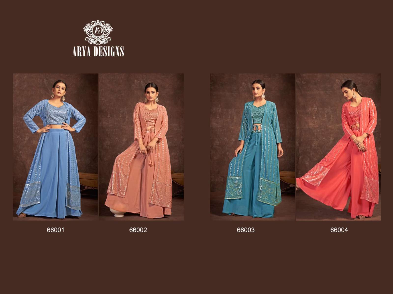 Blush Vol-4 By Arya Designs 66001 To 66004 Series Designer Stylish Fancy Colorful Beautiful Party Wear & Ethnic Wear Collection Georgette Tops With Bottom At Wholesale Price