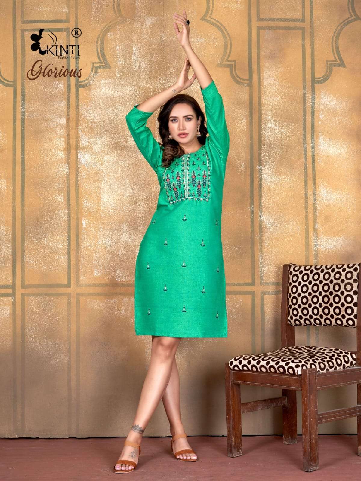 Glorious By Kinti 1001 To 1008 Series Beautiful Stylish Fancy Colorful Casual Wear & Ethnic Wear Heavy Rayon Foil Kurtis At Wholesale Price