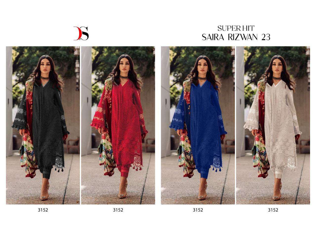 Saira Rizwan-23 Super Hit By Deepsy Suits 3152-A To 3152-D Series Beautiful Winter Collection Suits Stylish Fancy Colorful Casual Wear & Ethnic Wear Pure Cambric Cotton Print With Embroidery Dresses At Wholesale Price