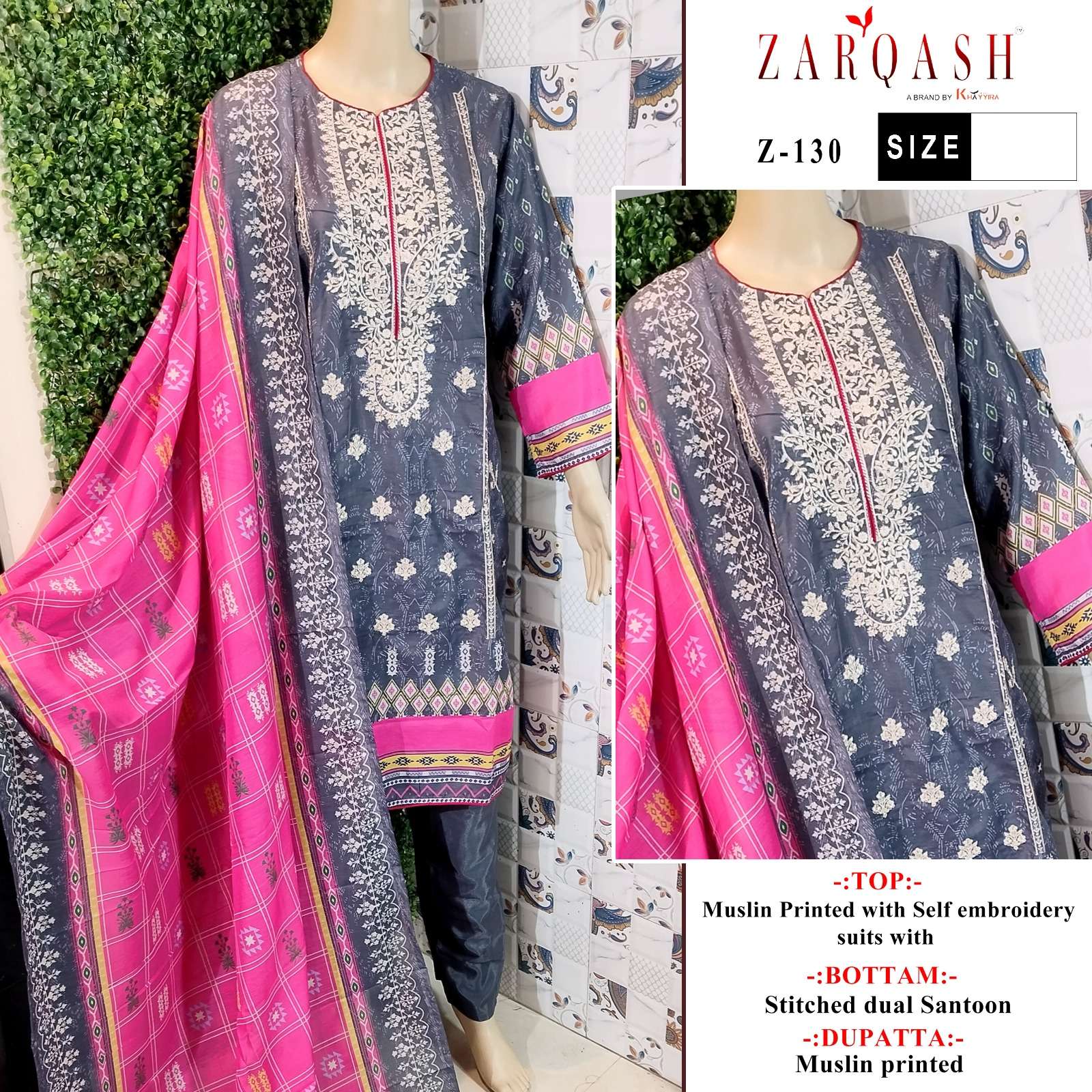 Aaliya Vol-8 By Zarqash 130 To 132 Series Designer Festive Pakistani Suits Collection Beautiful Stylish Fancy Colorful Party Wear & Occasional Wear Muslin Print With Embroidered Dresses At Wholesale Price