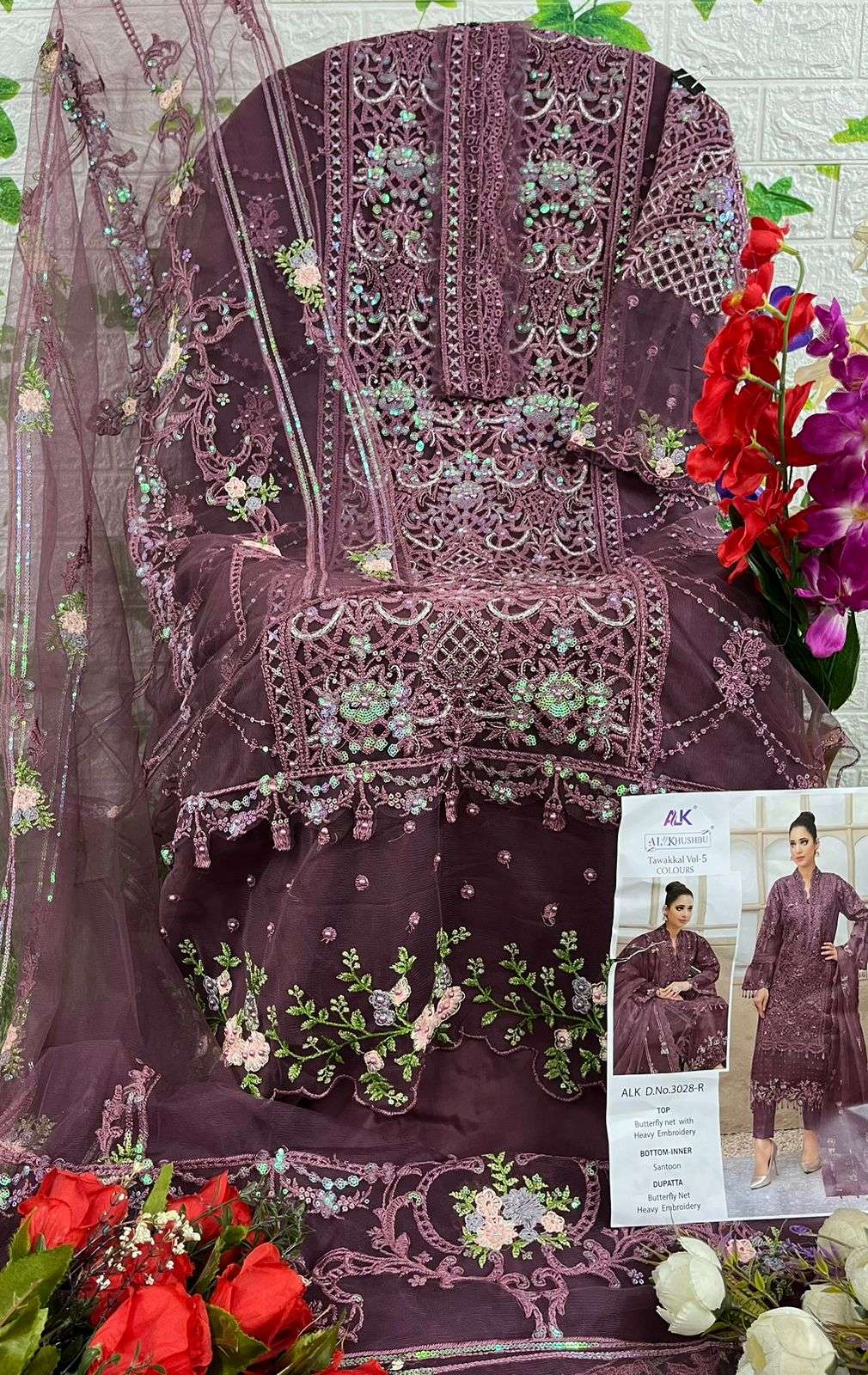 Tawakkal Vol-5 Colours By Al Khushbu 3028-Q To 3028-T Series Designer Pakistani Suits Beautiful Stylish Fancy Colorful Party Wear & Occasional Wear Net Embroidered Dresses At Wholesale Price