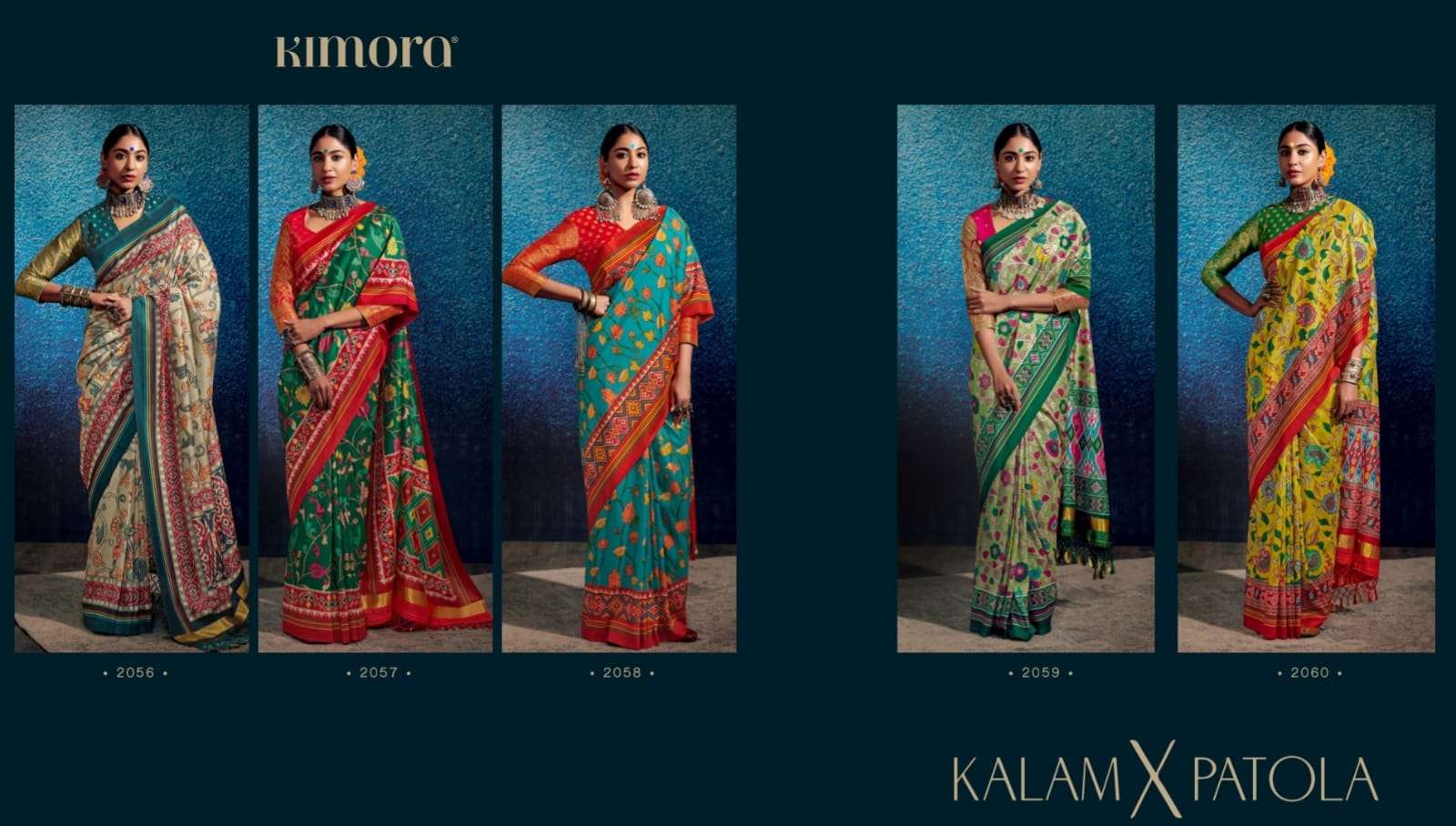 Kalam Patola By Kimora Fashion 2056 To 2060 Series Indian Traditional Wear Collection Beautiful Stylish Fancy Colorful Party Wear & Occasional Wear Soft Tussar Silk Sarees At Wholesale Price