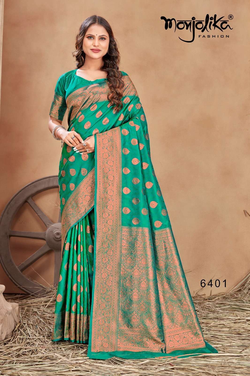 Mahadevi By Monjolika 6401 To 6407 Series Indian Traditional Wear Collection Beautiful Stylish Fancy Colorful Party Wear & Occasional Wear Banarasi Silk Sarees At Wholesale Price