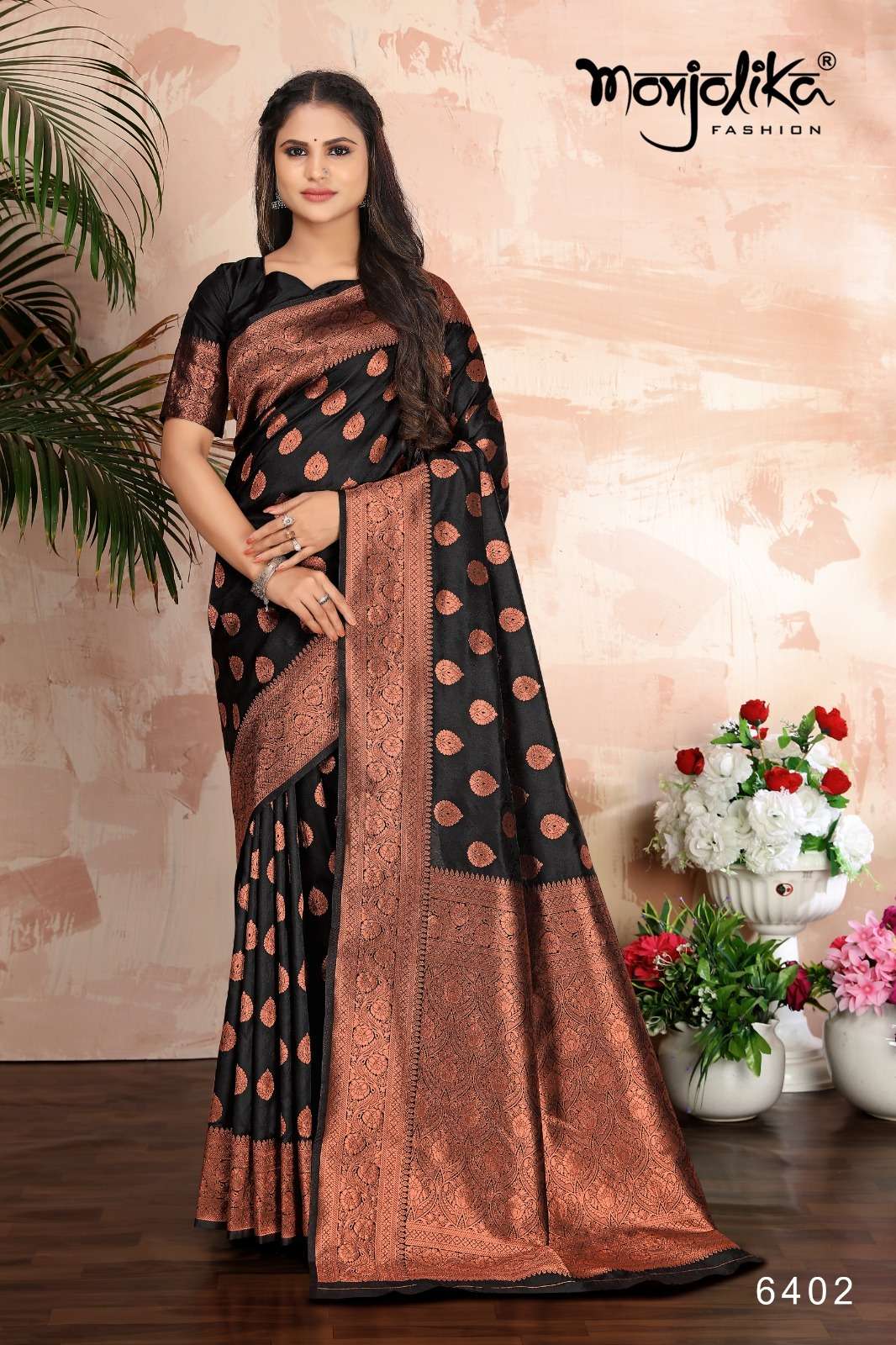 Mahadevi By Monjolika 6401 To 6407 Series Indian Traditional Wear Collection Beautiful Stylish Fancy Colorful Party Wear & Occasional Wear Banarasi Silk Sarees At Wholesale Price
