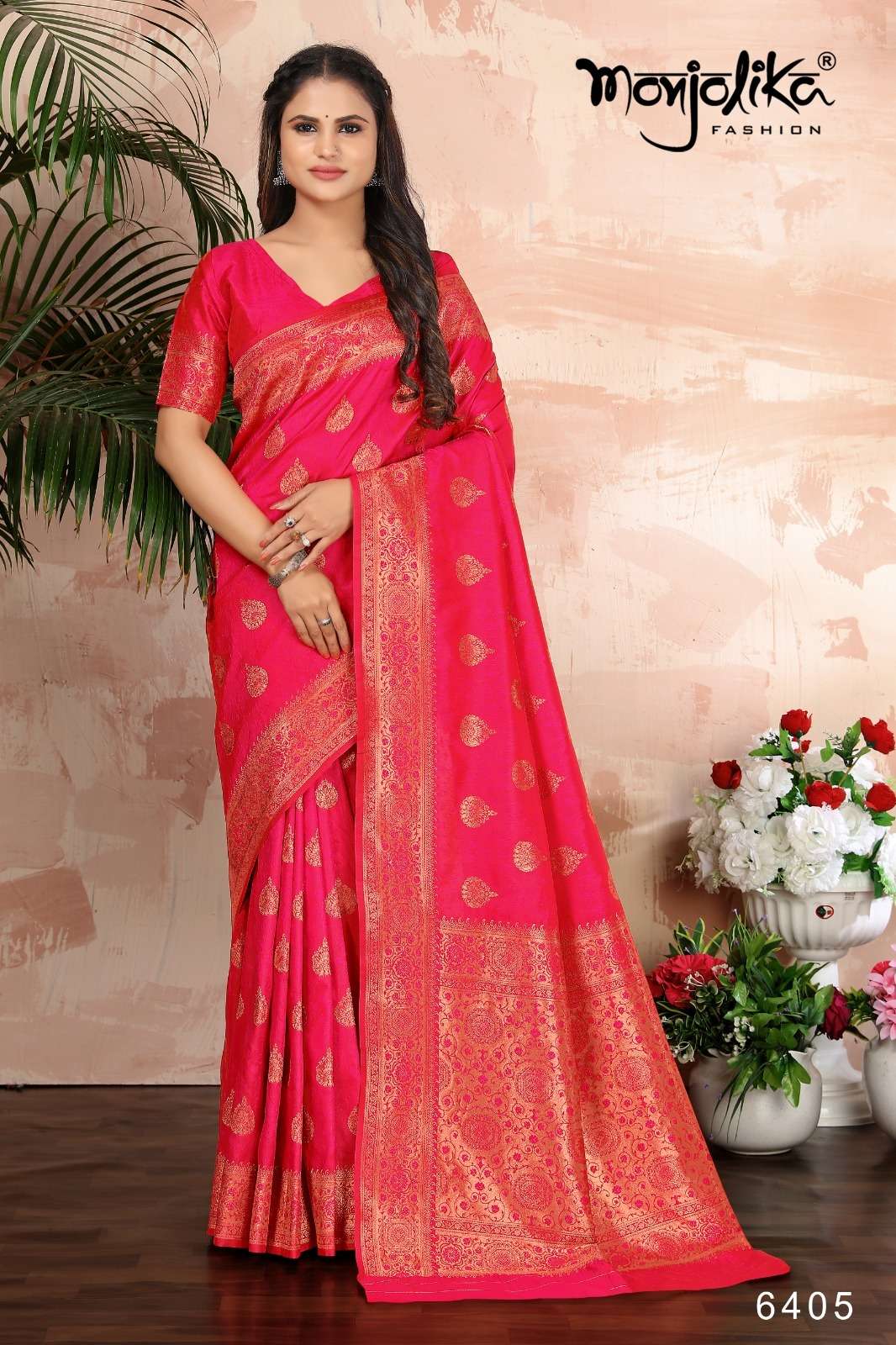 Mahadevi By Monjolika 6401 To 6407 Series Indian Traditional Wear Collection Beautiful Stylish Fancy Colorful Party Wear & Occasional Wear Banarasi Silk Sarees At Wholesale Price