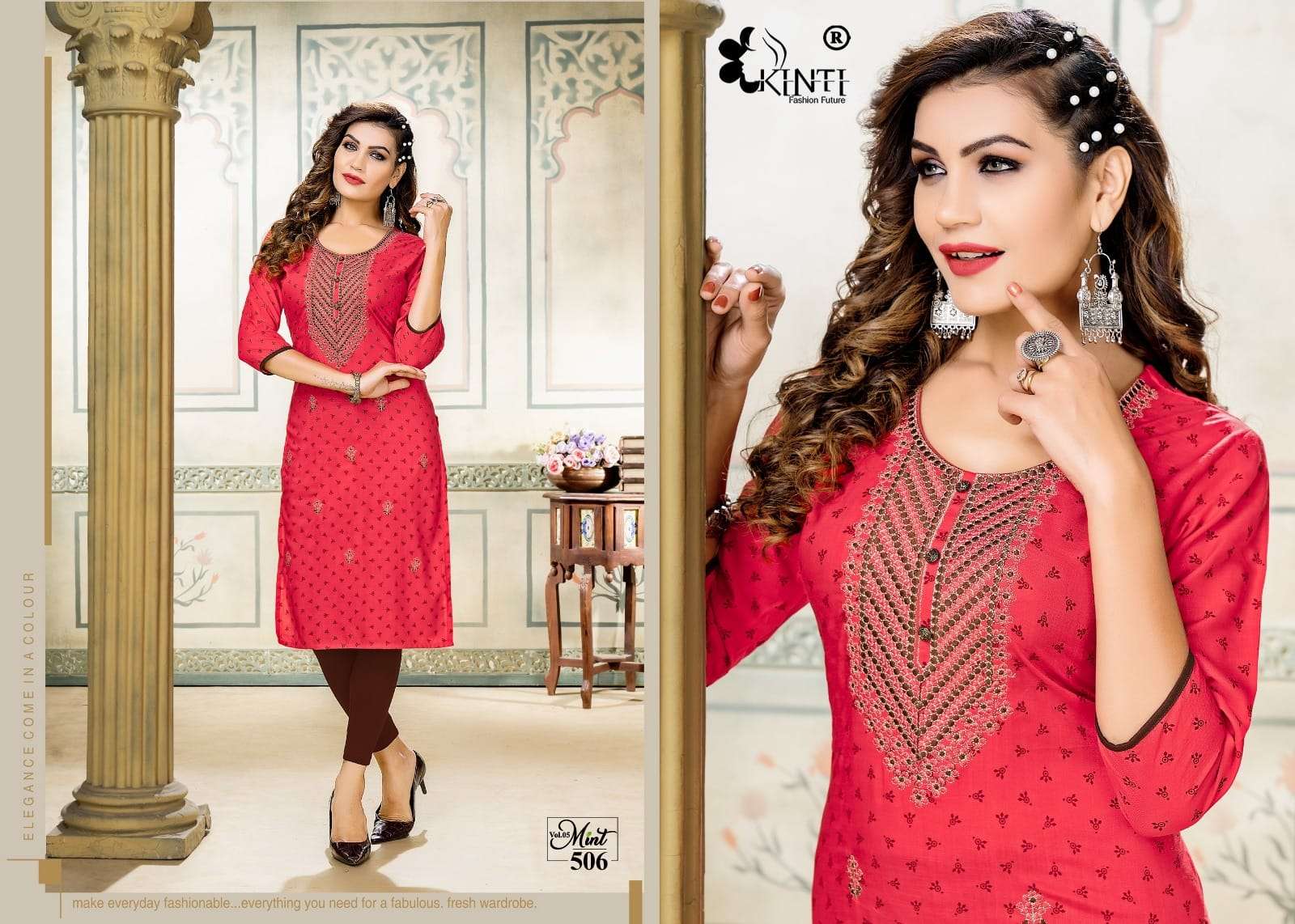 Mint Vol-5 By Kinti 501 To 508 Series Beautiful Stylish Fancy Colorful Casual Wear & Ethnic Wear Heavy Rayon Slub Print Kurtis At Wholesale Price