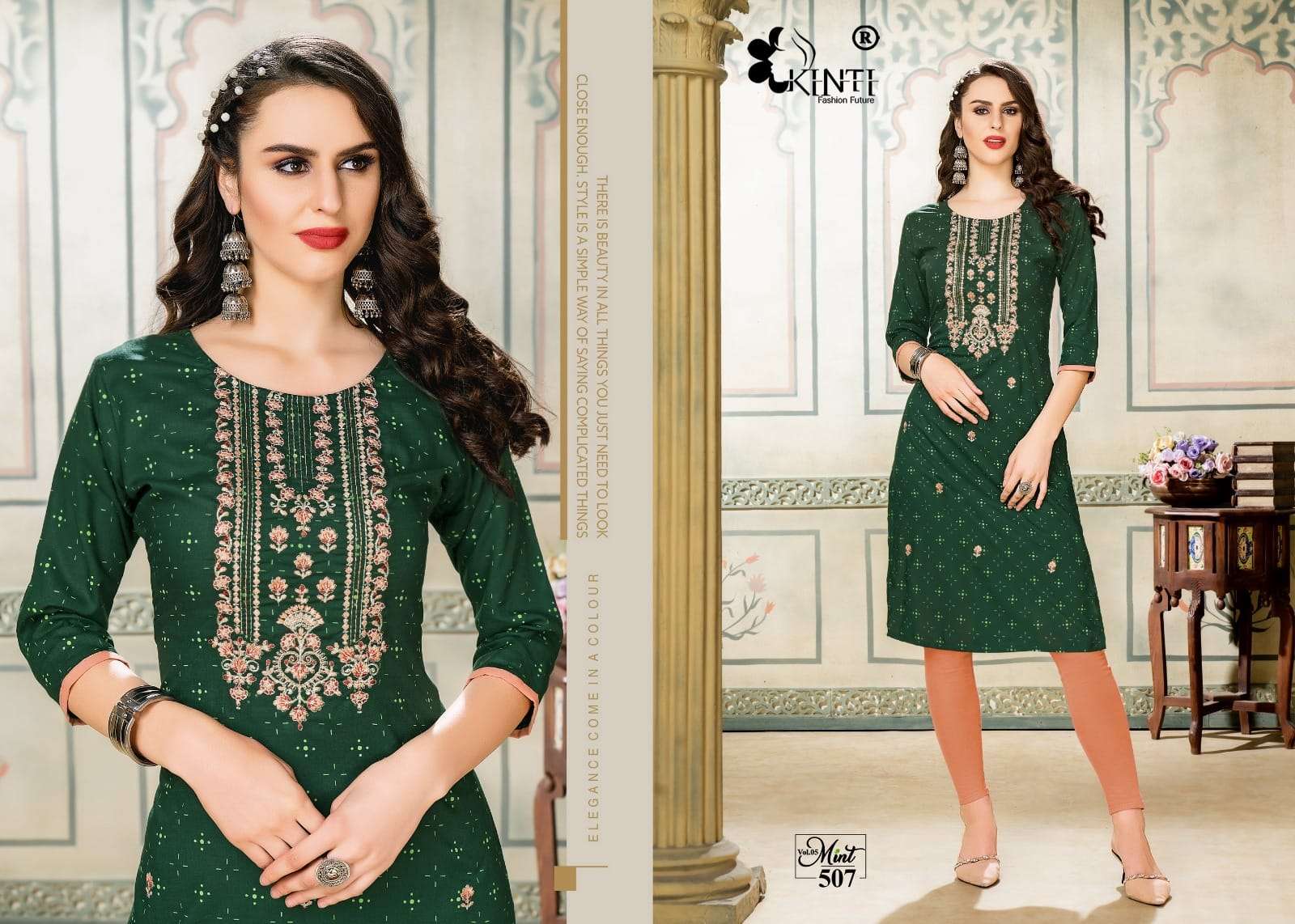 Mint Vol-5 By Kinti 501 To 508 Series Beautiful Stylish Fancy Colorful Casual Wear & Ethnic Wear Heavy Rayon Slub Print Kurtis At Wholesale Price