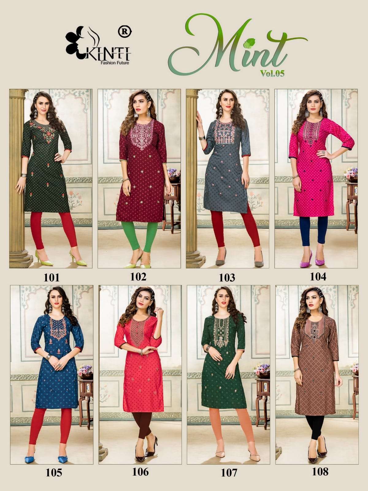 Mint Vol-5 By Kinti 501 To 508 Series Beautiful Stylish Fancy Colorful Casual Wear & Ethnic Wear Heavy Rayon Slub Print Kurtis At Wholesale Price