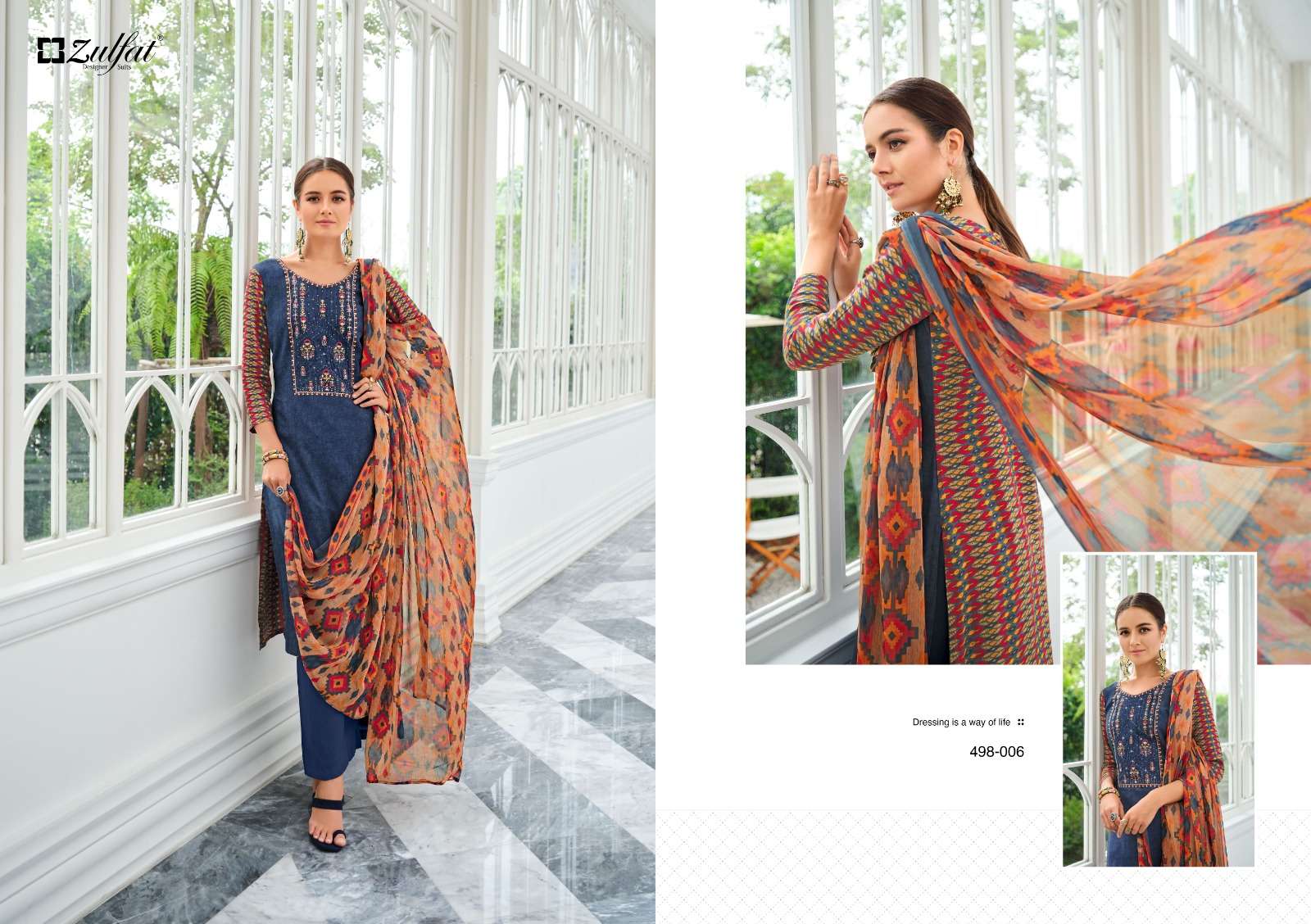 Jashn By Zulfat 498-001 To 498-010 Series Beautiful Stylish Festive Suits Fancy Colorful Casual Wear & Ethnic Wear & Ready To Wear Viscose Rayon Embroidered Dresses At Wholesale Price