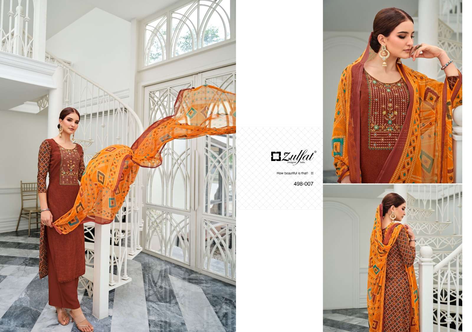 Jashn By Zulfat 498-001 To 498-010 Series Beautiful Stylish Festive Suits Fancy Colorful Casual Wear & Ethnic Wear & Ready To Wear Viscose Rayon Embroidered Dresses At Wholesale Price