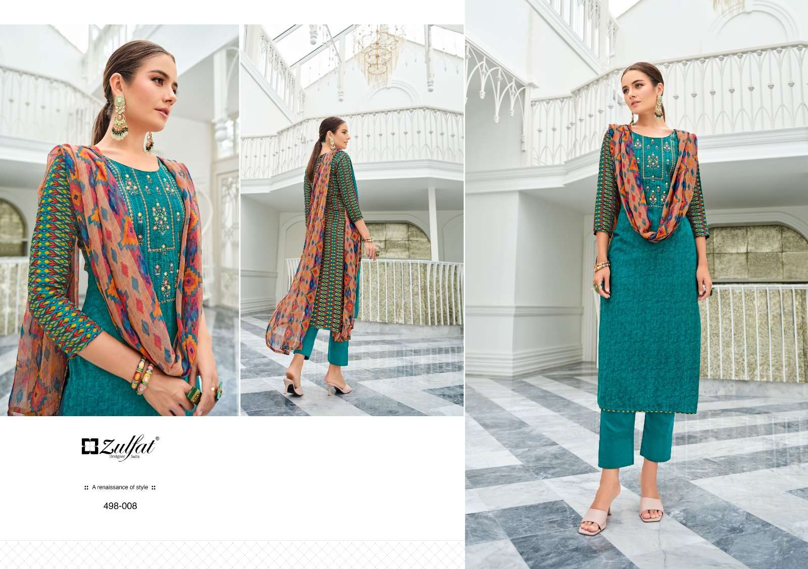 Jashn By Zulfat 498-001 To 498-010 Series Beautiful Stylish Festive Suits Fancy Colorful Casual Wear & Ethnic Wear & Ready To Wear Viscose Rayon Embroidered Dresses At Wholesale Price