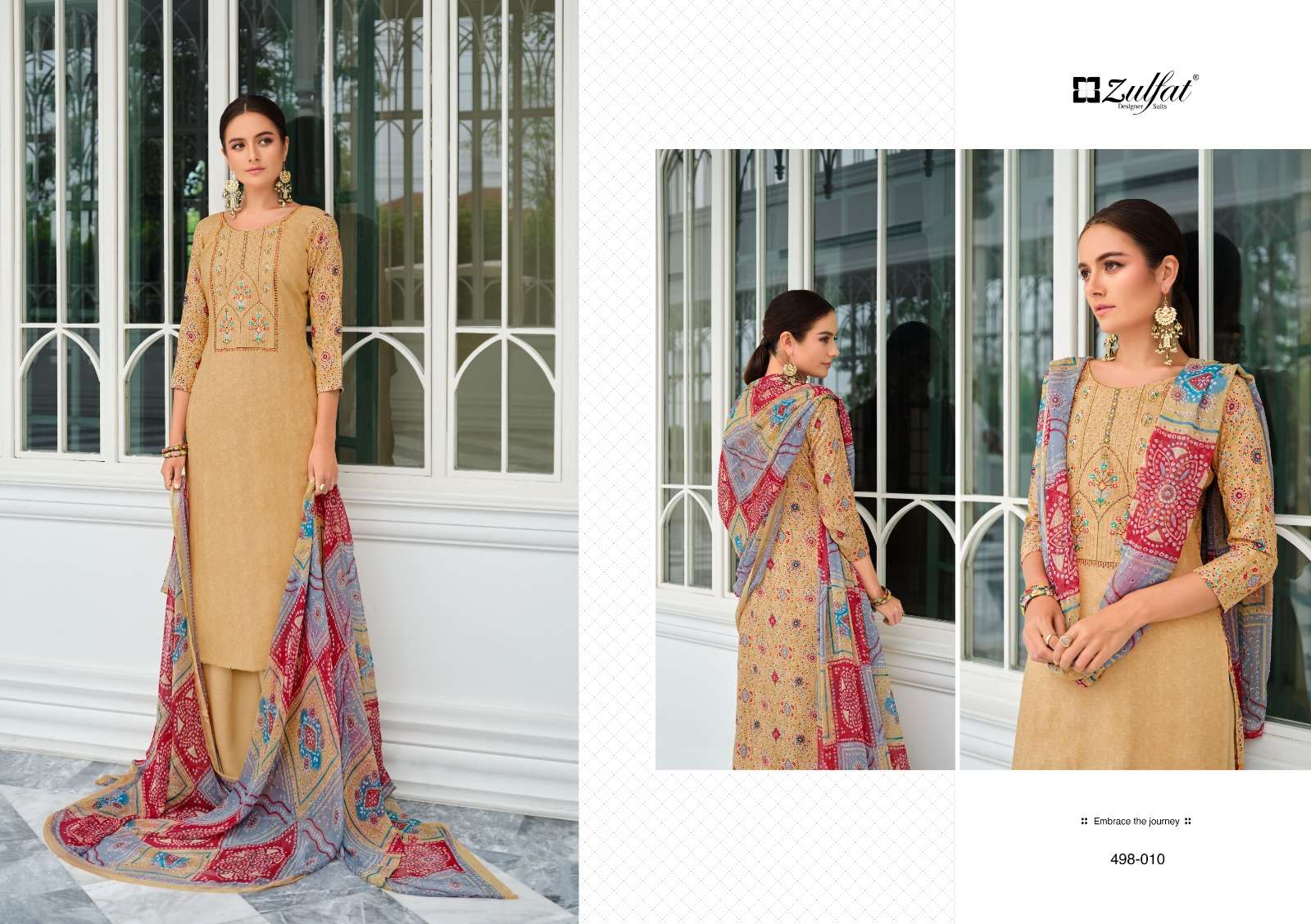 Jashn By Zulfat 498-001 To 498-010 Series Beautiful Stylish Festive Suits Fancy Colorful Casual Wear & Ethnic Wear & Ready To Wear Viscose Rayon Embroidered Dresses At Wholesale Price