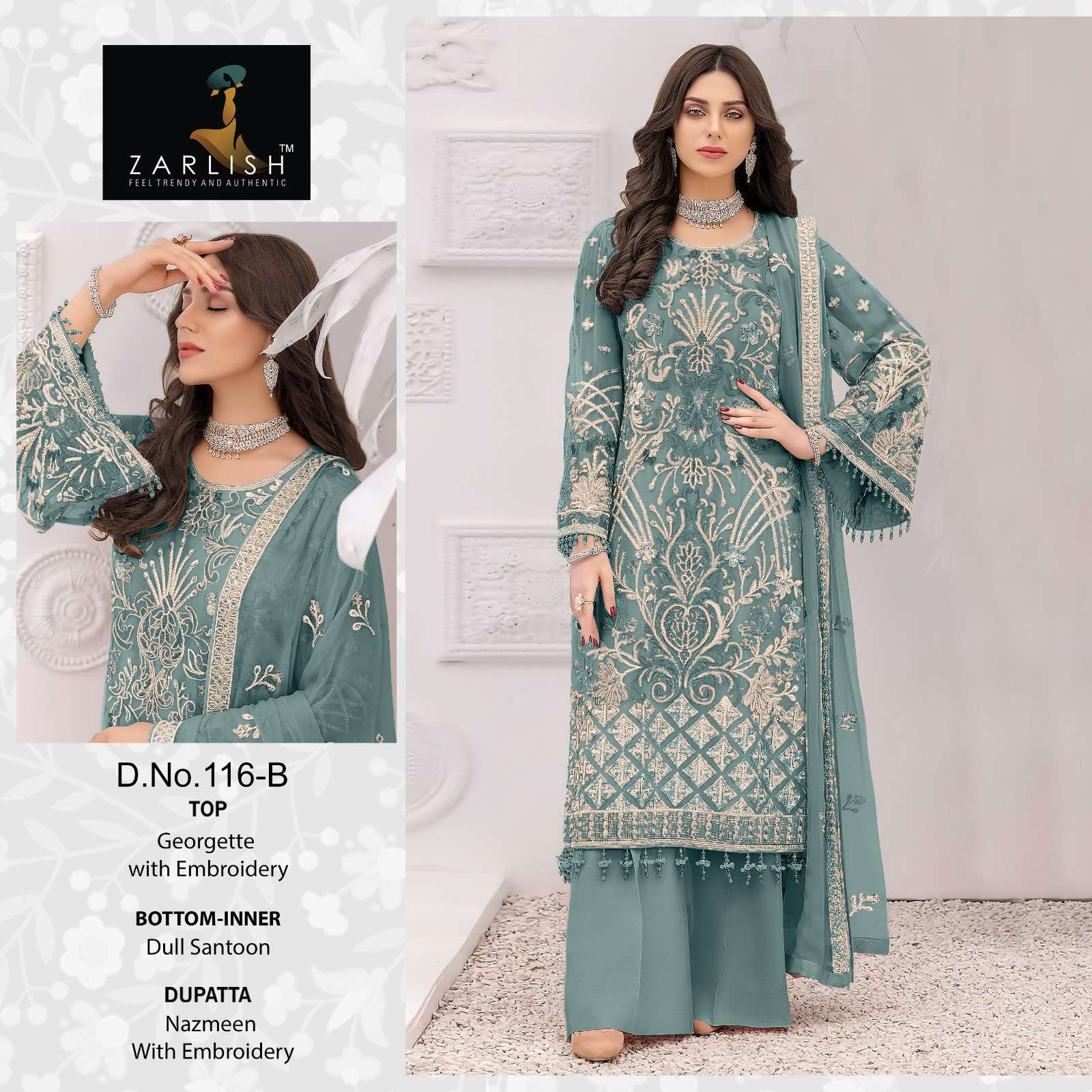 Zarlish 116 Colours By Zarlish Beautiful Stylish Pakistani Suits Fancy Colorful Casual Wear & Ethnic Wear & Ready To Wear Georgette Embroidery Dresses At Wholesale Price
