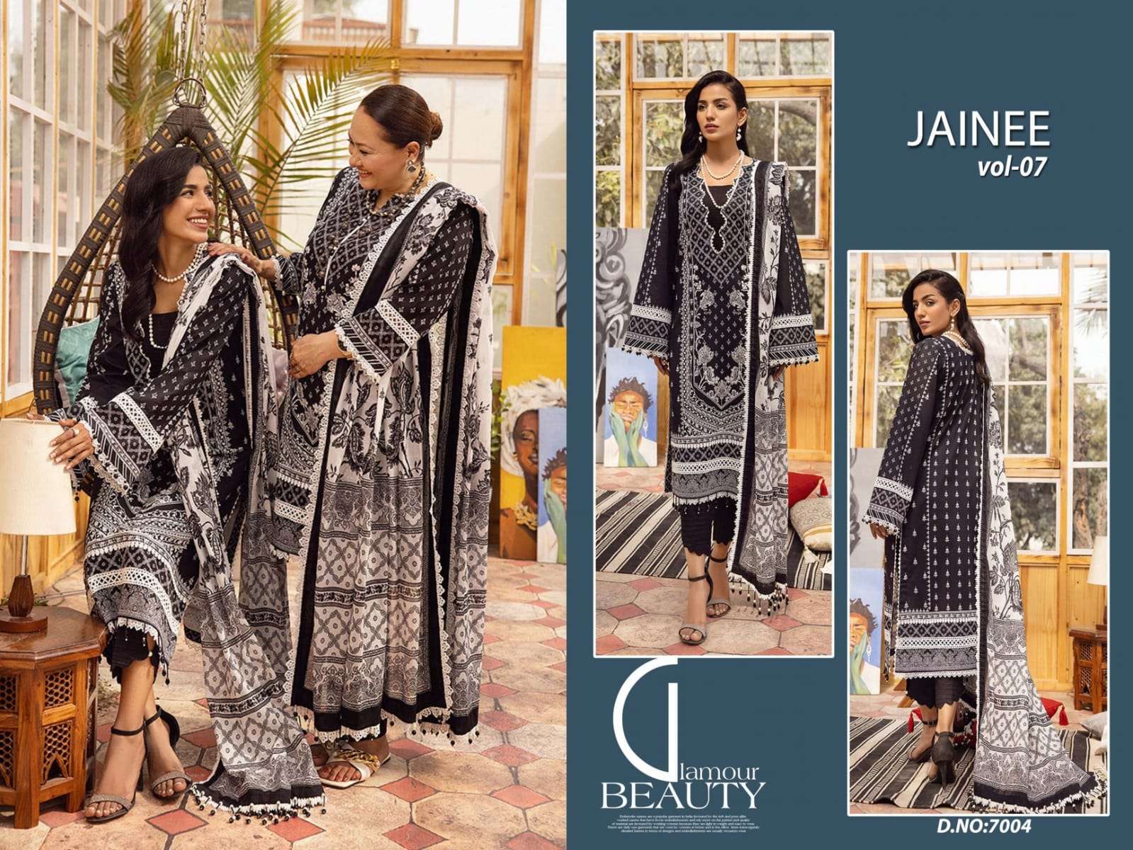 Jainee Vol-7 By Agha Noor 7001 To 7006 Series Beautiful Suits Colorful Stylish Fancy Casual Wear & Ethnic Wear Lawn Cotton Print Dresses At Wholesale Price