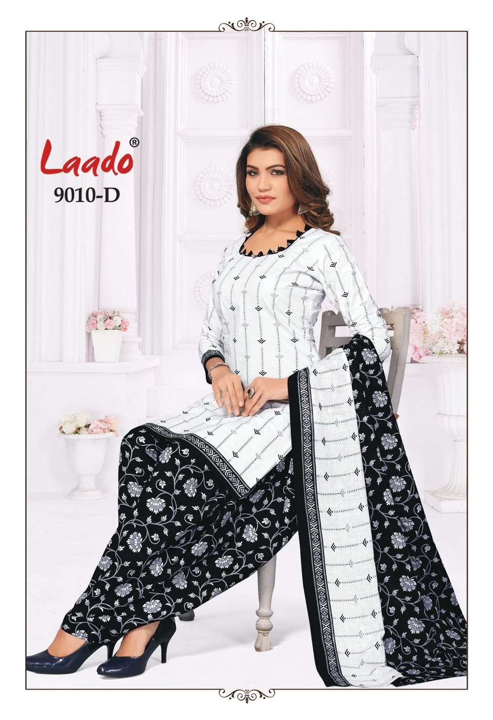 Black And White By Laado 9010-A To 9010-H Series Beautiful Suits Colorful Stylish Fancy Casual Wear & Ethnic Wear Cotton Print Dresses At Wholesale Price