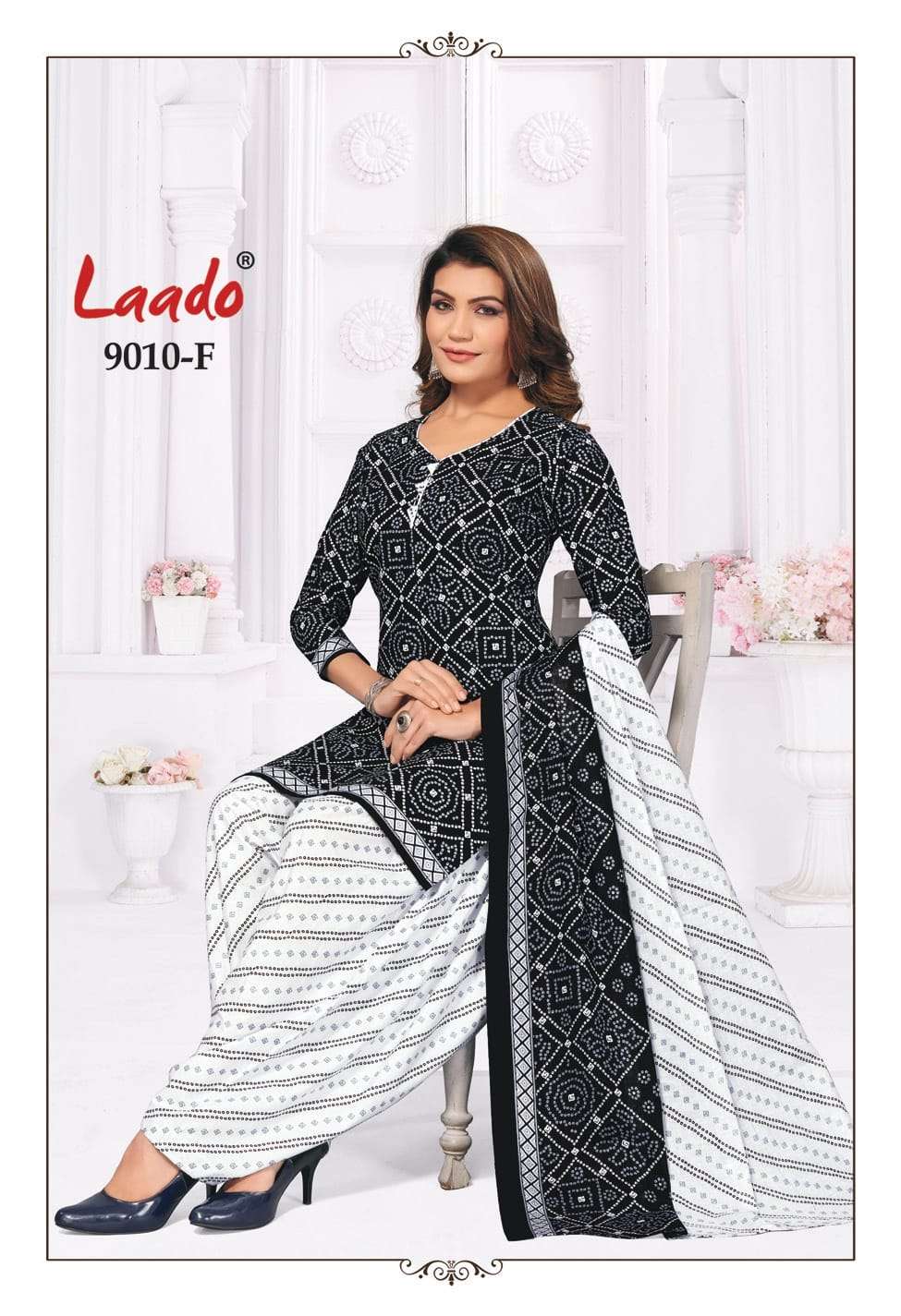 Black And White By Laado 9010-A To 9010-H Series Beautiful Suits Colorful Stylish Fancy Casual Wear & Ethnic Wear Cotton Print Dresses At Wholesale Price