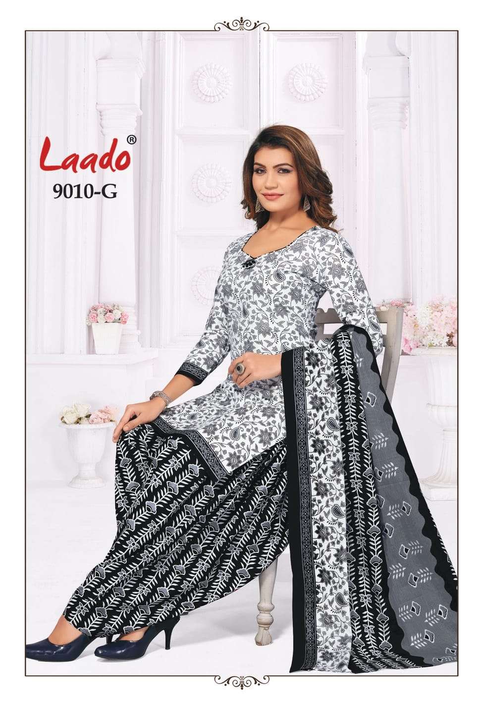 Black And White By Laado 9010-A To 9010-H Series Beautiful Suits Colorful Stylish Fancy Casual Wear & Ethnic Wear Cotton Print Dresses At Wholesale Price