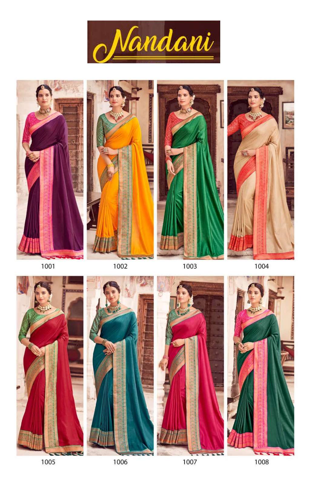 Nandani By Fashid Wholesale 1001 To 1008 Series Indian Traditional Wear Collection Beautiful Stylish Fancy Colorful Party Wear & Occasional Wear Fancy Sarees At Wholesale Price