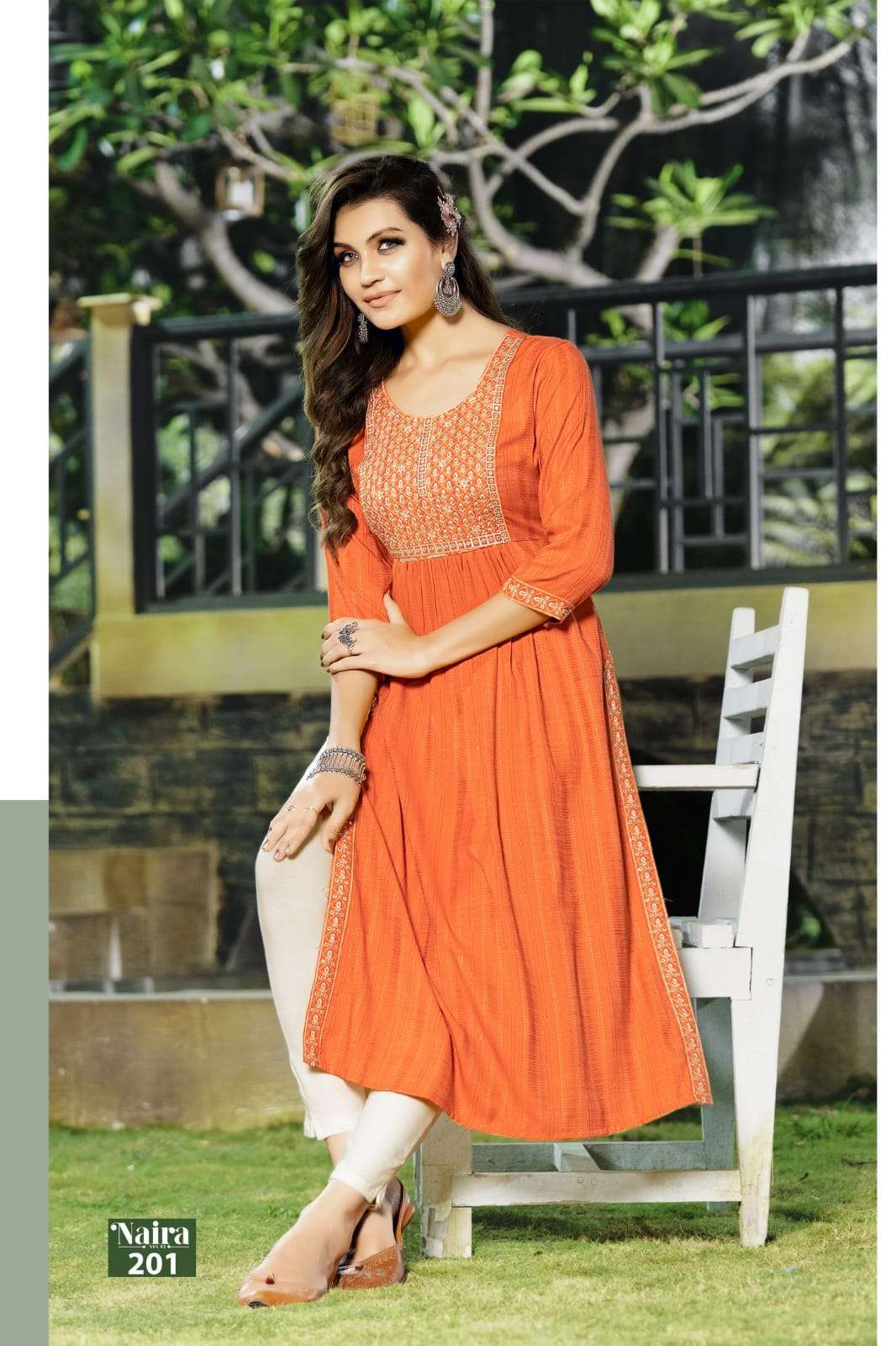 Naira Vol-2 By Hirwa 201 To 205 Series Designer Stylish Fancy Colorful Beautiful Party Wear & Ethnic Wear Collection Viscose Rayon Embroidered Kurtis At Wholesale Price