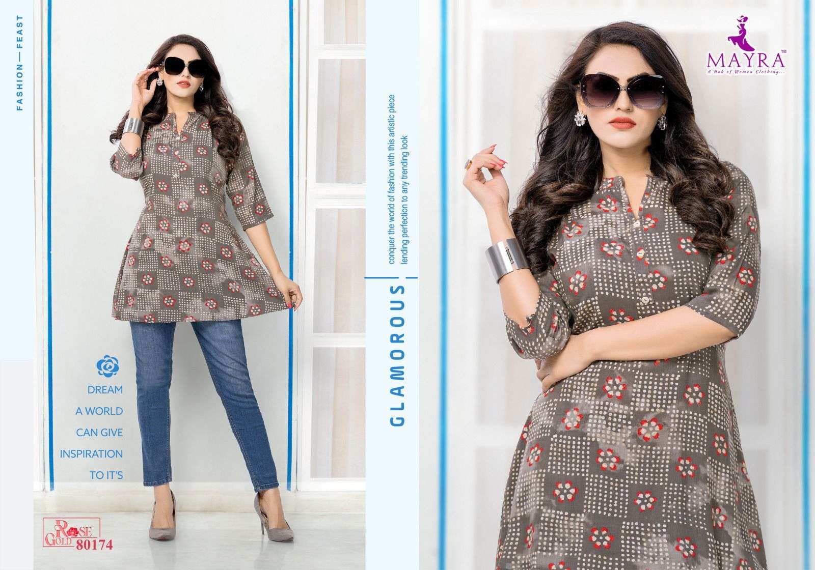 Rose Gold By Mayra 80171 To 80176 Series Designer Stylish Fancy Colorful Beautiful Party Wear & Ethnic Wear Collection Pure Cambric Cotton Kurtis At Wholesale Price