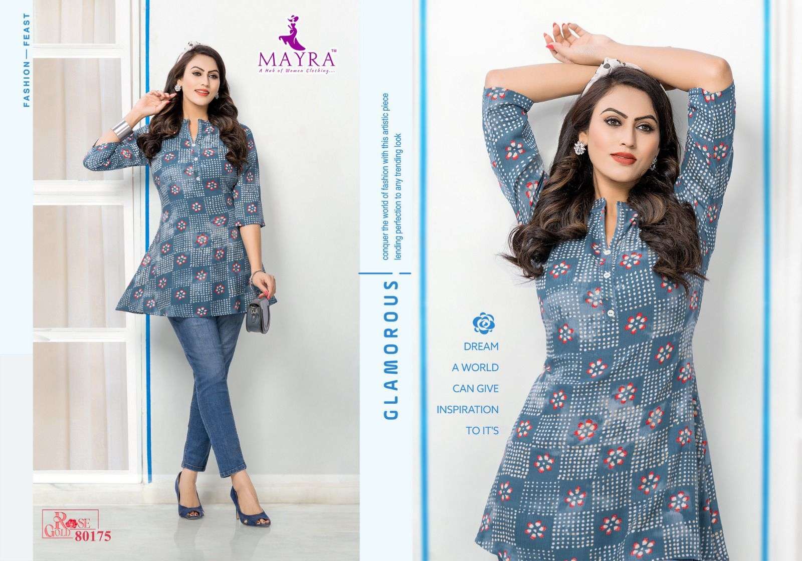 Rose Gold By Mayra 80171 To 80176 Series Designer Stylish Fancy Colorful Beautiful Party Wear & Ethnic Wear Collection Pure Cambric Cotton Kurtis At Wholesale Price