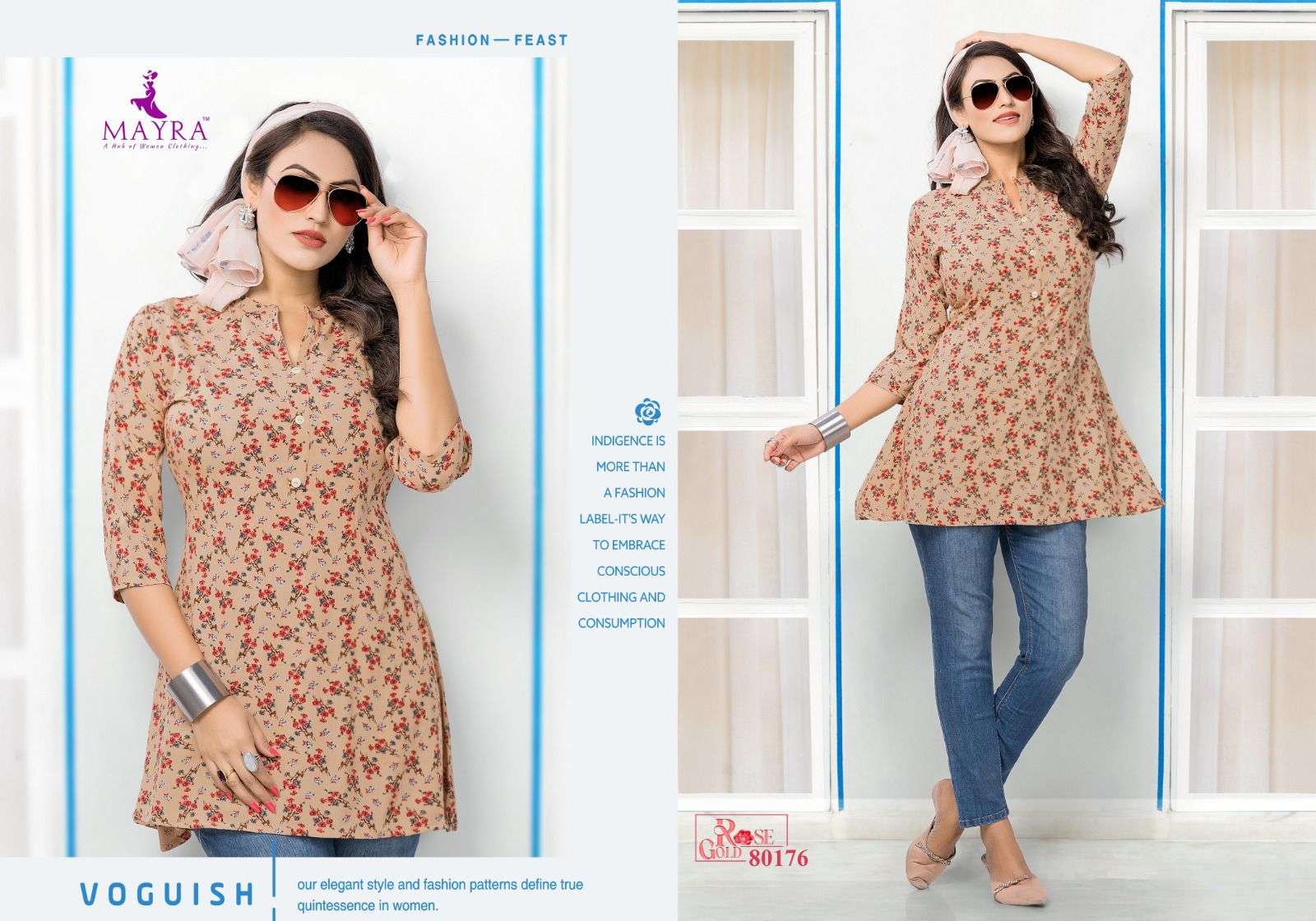 Rose Gold By Mayra 80171 To 80176 Series Designer Stylish Fancy Colorful Beautiful Party Wear & Ethnic Wear Collection Pure Cambric Cotton Kurtis At Wholesale Price