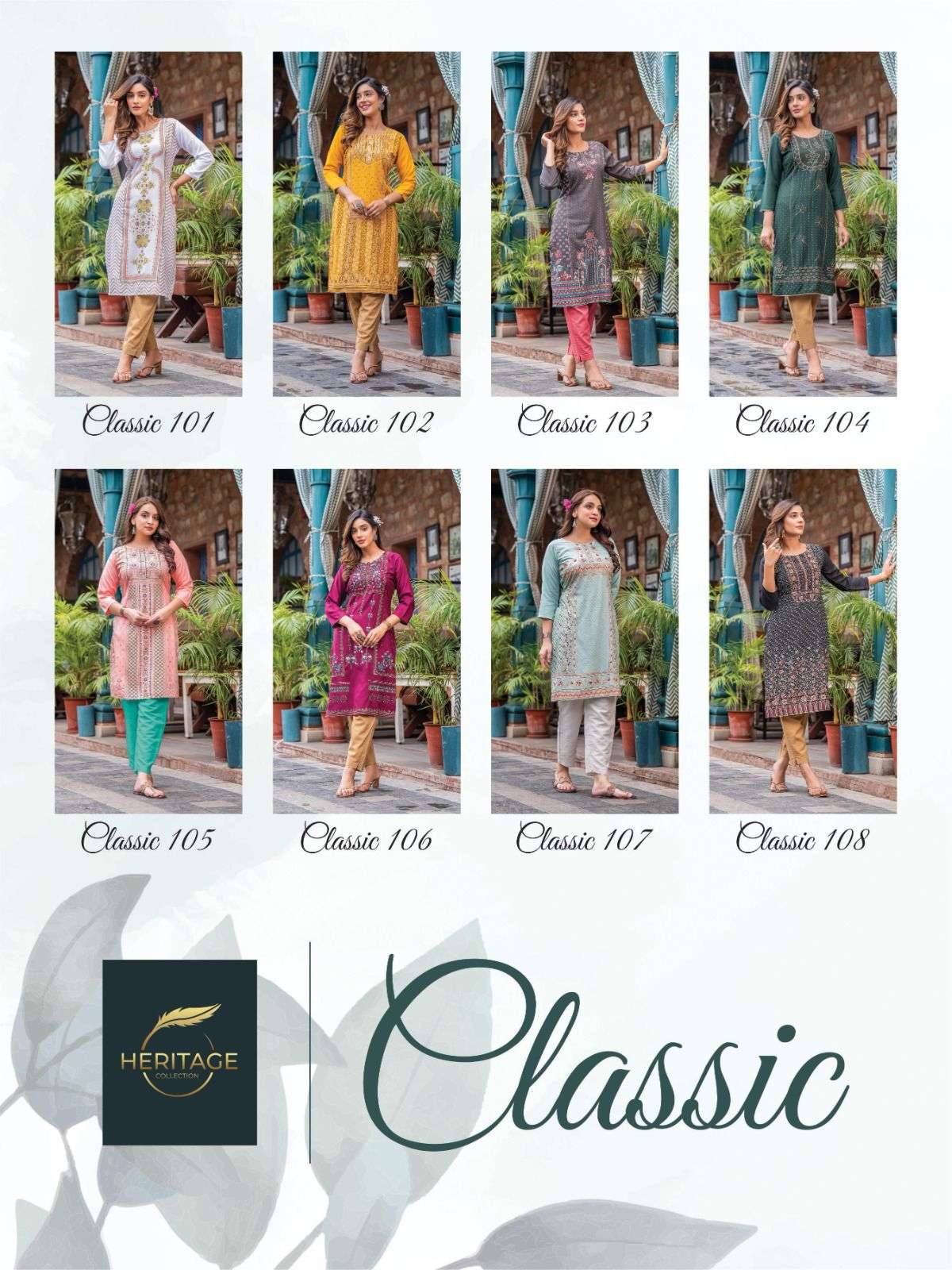 Classic By Heritage 101 To 108 Series Designer Stylish Fancy Colorful Beautiful Party Wear & Ethnic Wear Collection Rayon Slub Kurtis At Wholesale Price