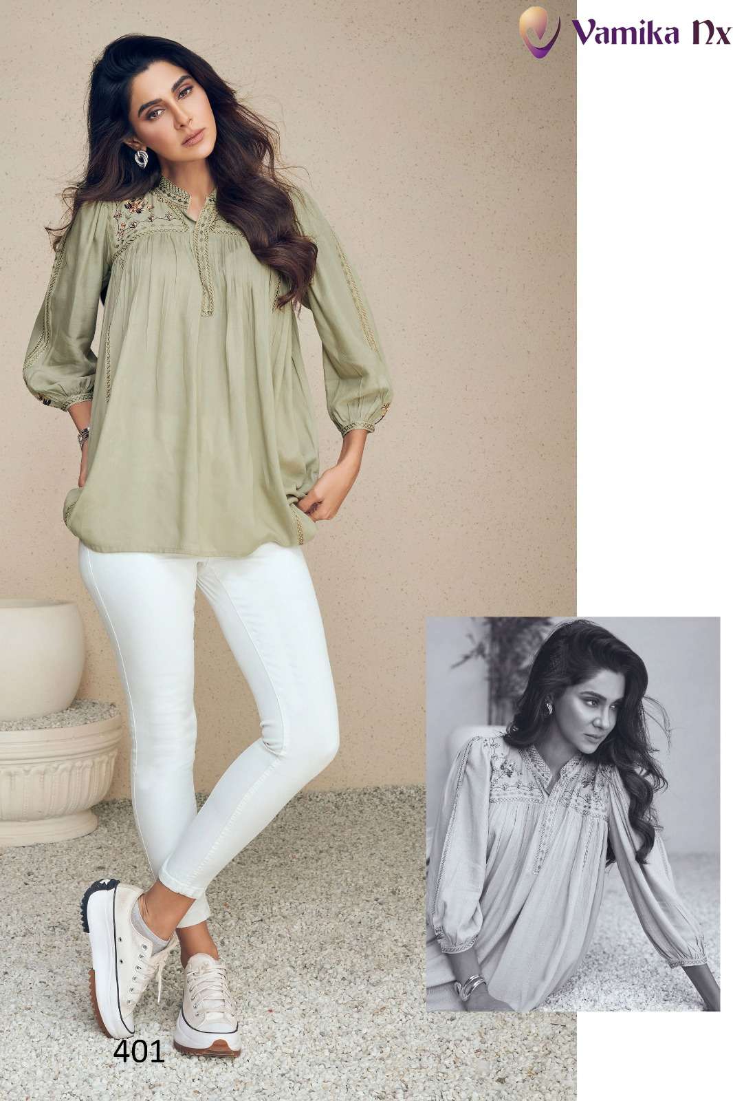 Meraki By Vamika 401 To 406 Series Beautiful Stylish Fancy Colorful Casual Wear & Ethnic Wear Heavy Rayon Slub Tops At Wholesale Price