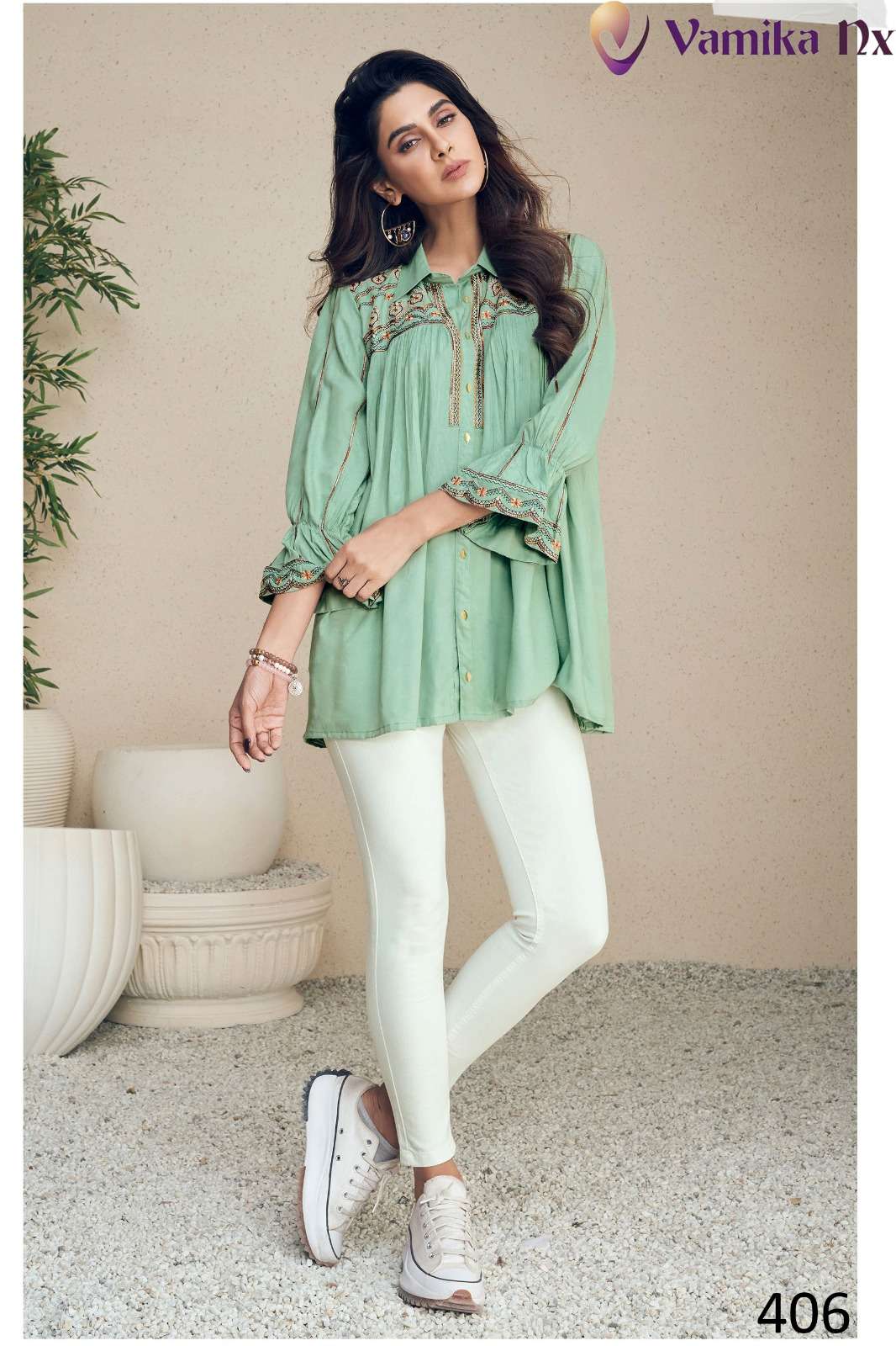 Meraki By Vamika 401 To 406 Series Beautiful Stylish Fancy Colorful Casual Wear & Ethnic Wear Heavy Rayon Slub Tops At Wholesale Price