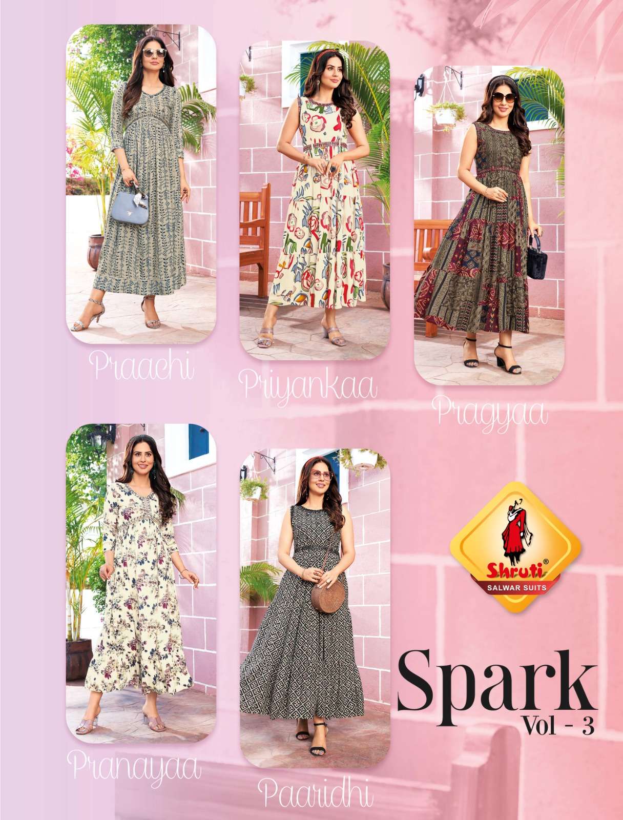 Spark Vol-3 By Shruti 01 To 05 Series Beautiful Stylish Fancy Colorful Casual Wear & Ethnic Wear Heavy Rayon Print Gown At Wholesale Price