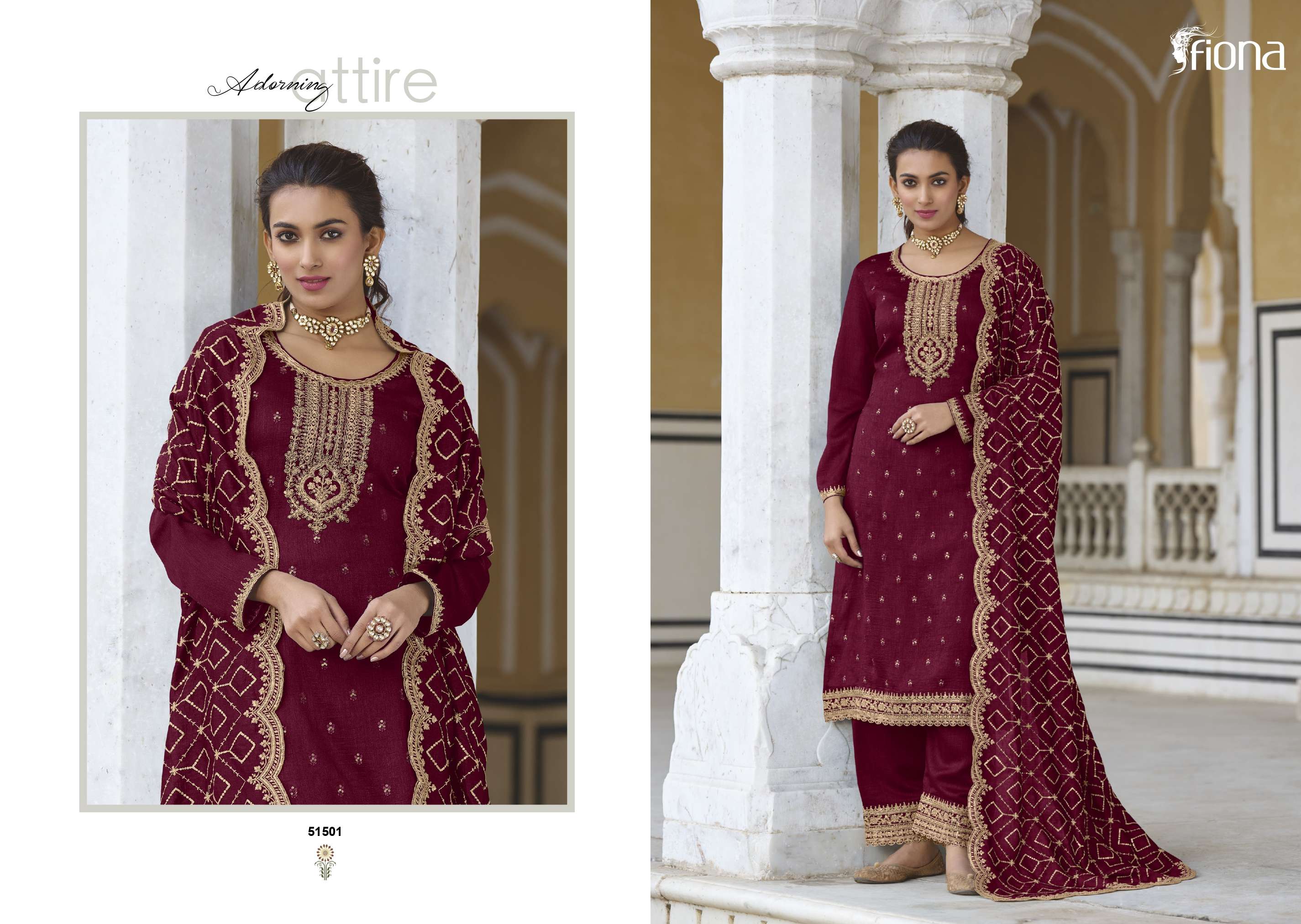 Gulrang By Fiona 51501 To 51505 Series Beautiful Festive Suits Colorful Stylish Fancy Casual Wear & Ethnic Wear Premium Silk Embroidered Dresses At Wholesale Price